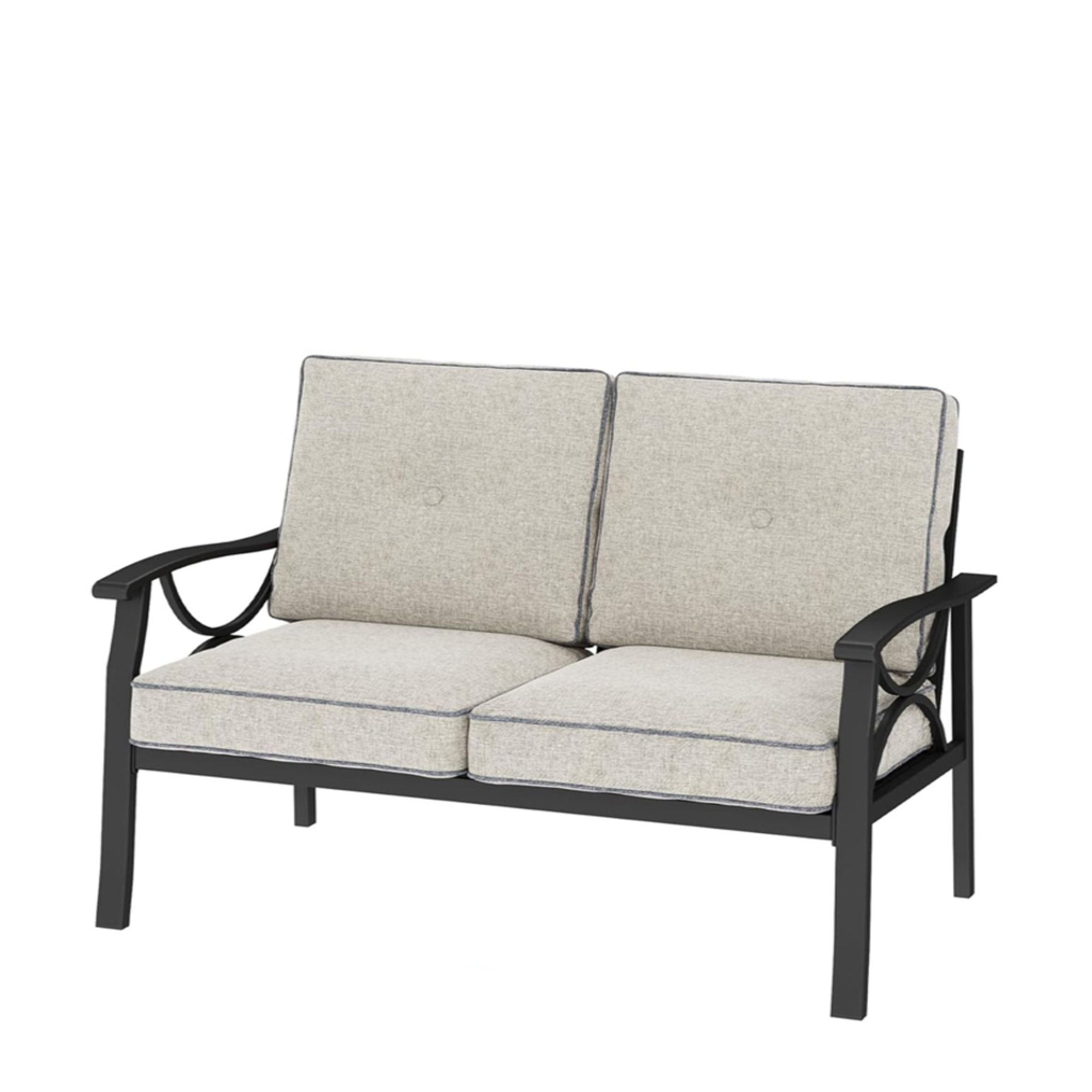 All Weather Loveseat 2 Seats Sofa With Cushions - Light Khaki / Beige