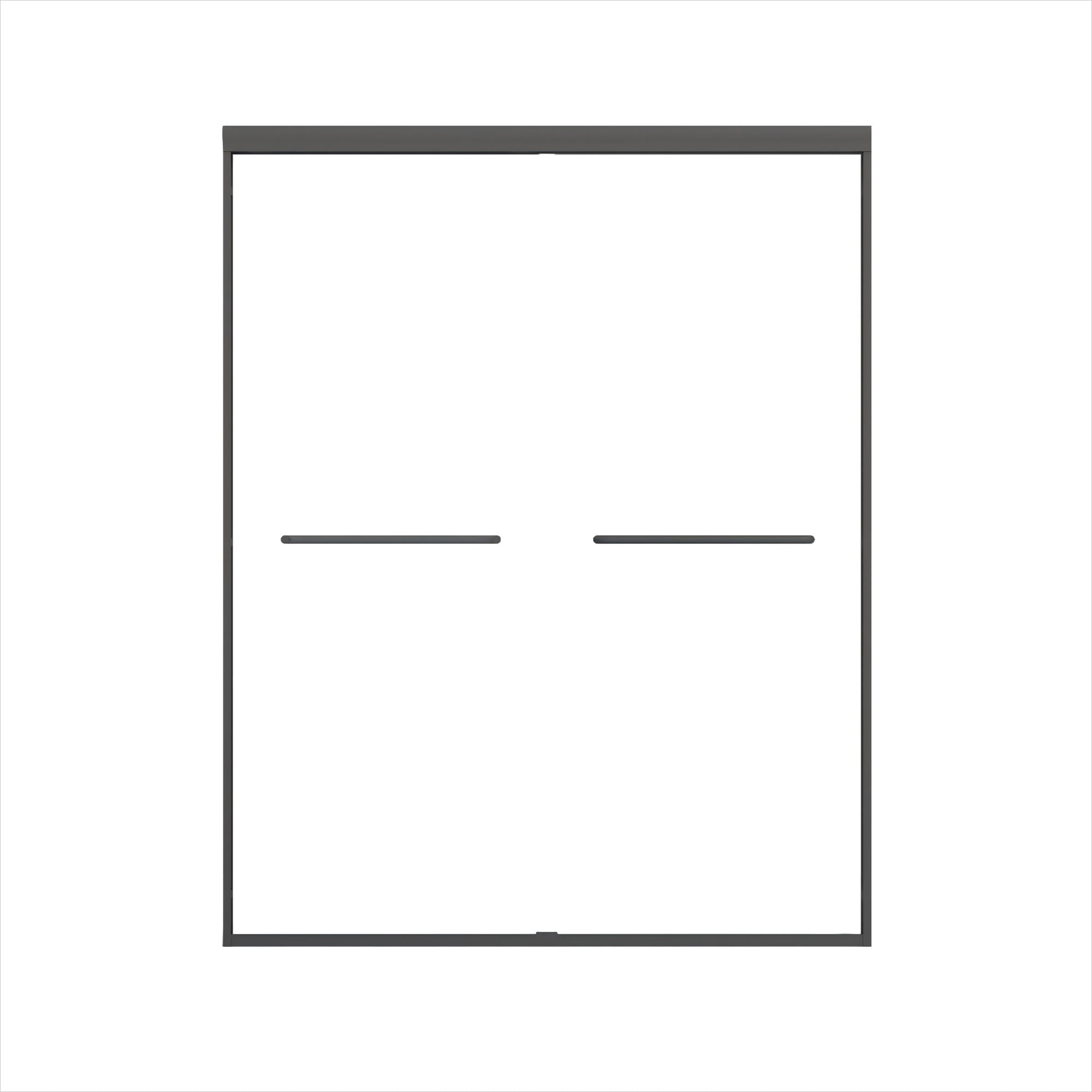 Double Sliding Shower Door, Semi-Frameless Bypass Bathroom Sliding Door With 1/4" (6 Mm) Tempered Glass For Walk-In Shower