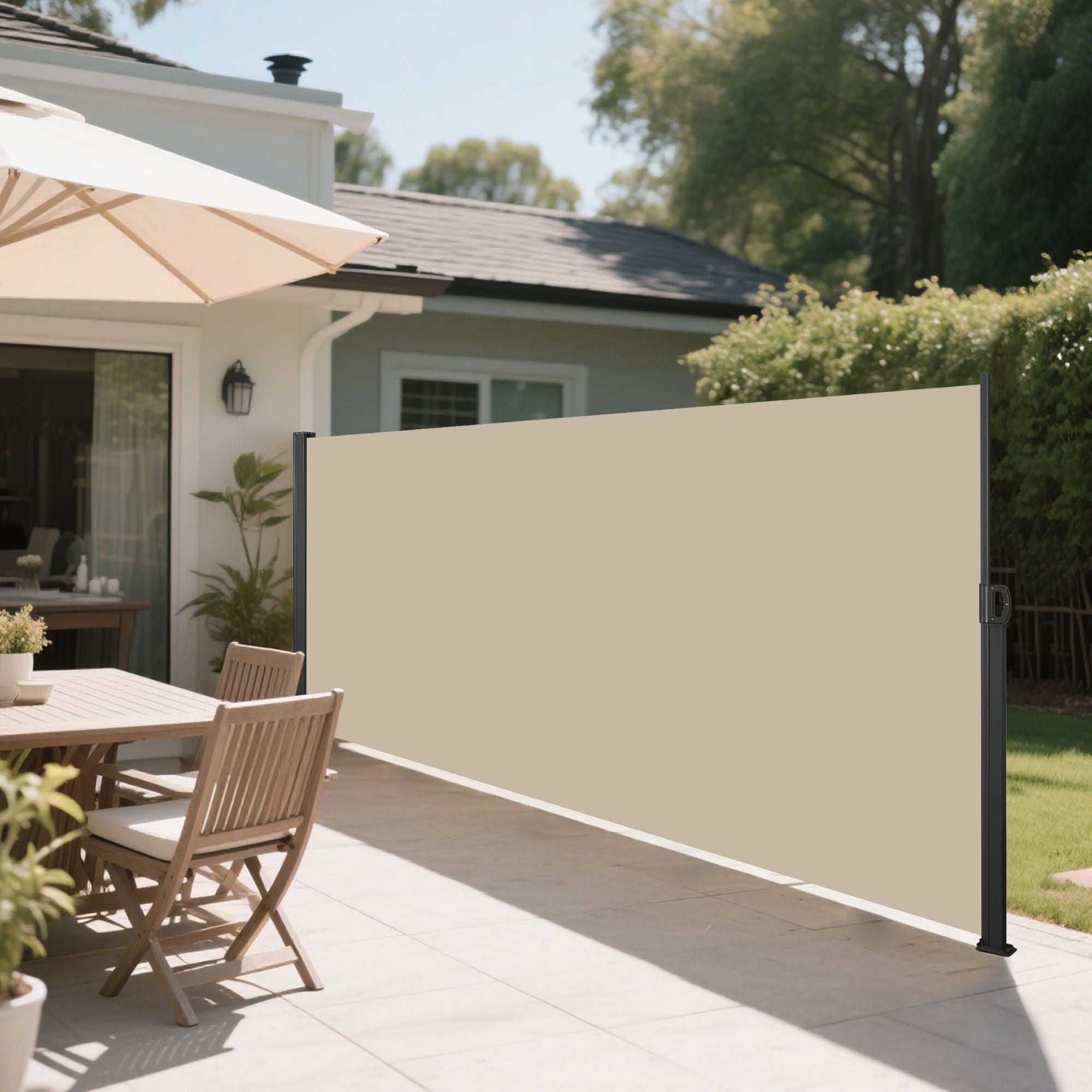 Retractable Side Awning, Waterproof And UV Resistant, Privacy Screen For Patio