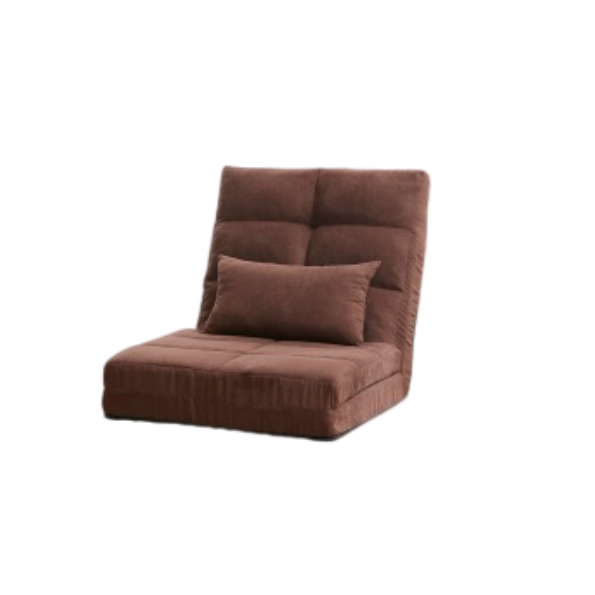Modern Triple Fold Down Metal Frame Sofa Bed With 5 Reclining Positions And Pillow - Adjustable Upholstered Floor Couch For Gaming Or Guest Room - Brown