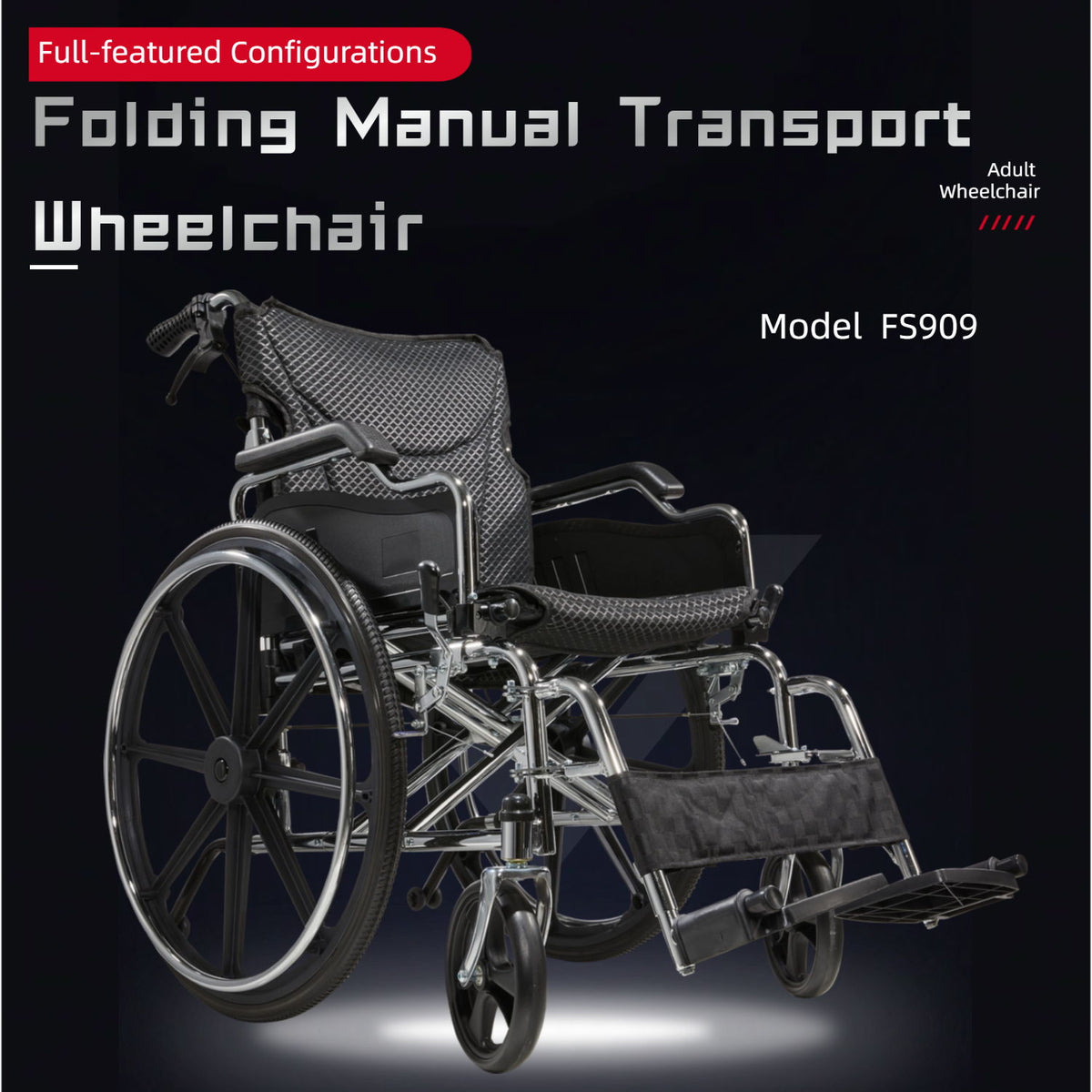 Lightweight Wheelchair Foldable 300 Lbs Capacity 24" Tires Adjustable Seat Belt And Anti Backflip Device Safe And Durable Transport Chair For And Disabled - Silver