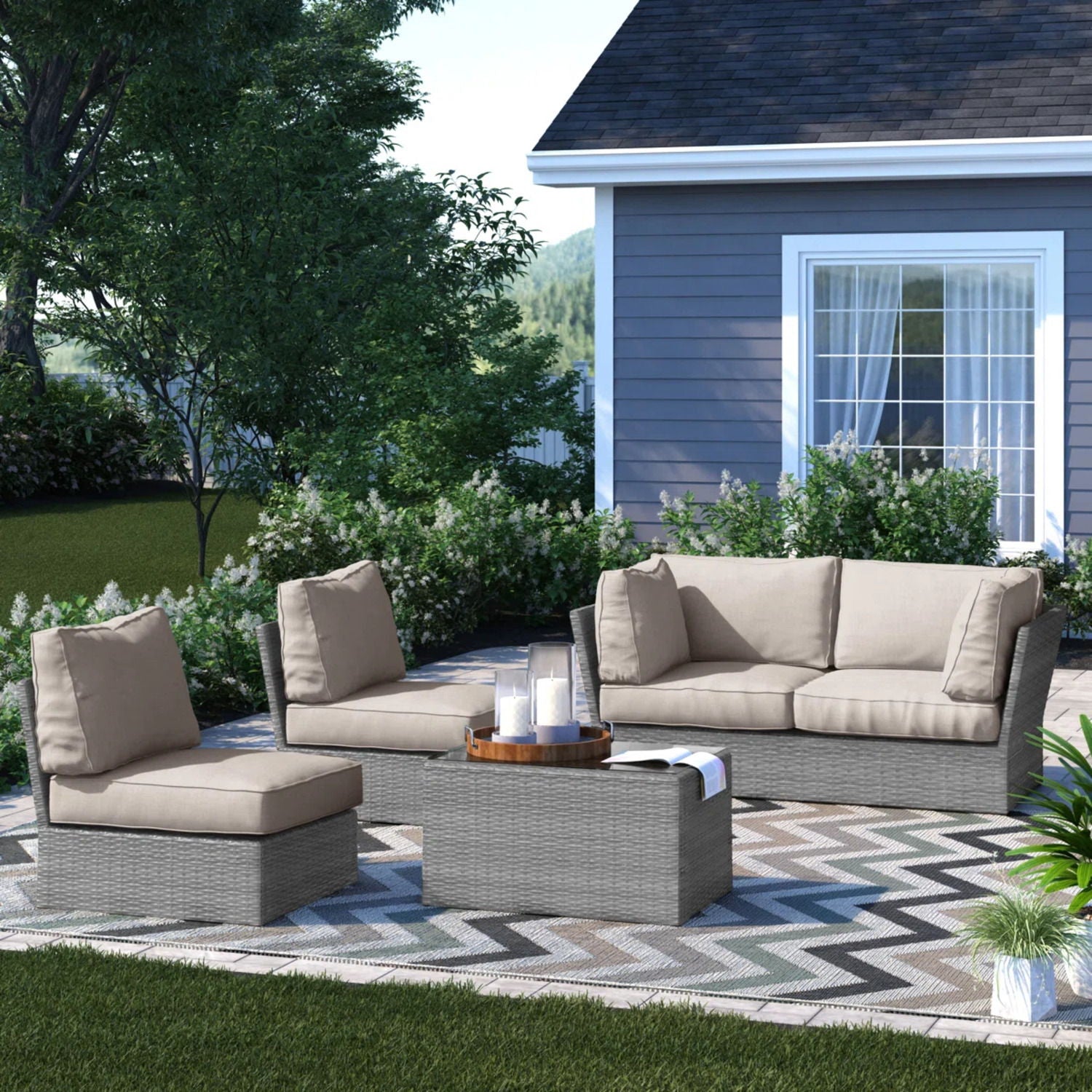 Stylish Modular Wicker Patio Seating Group