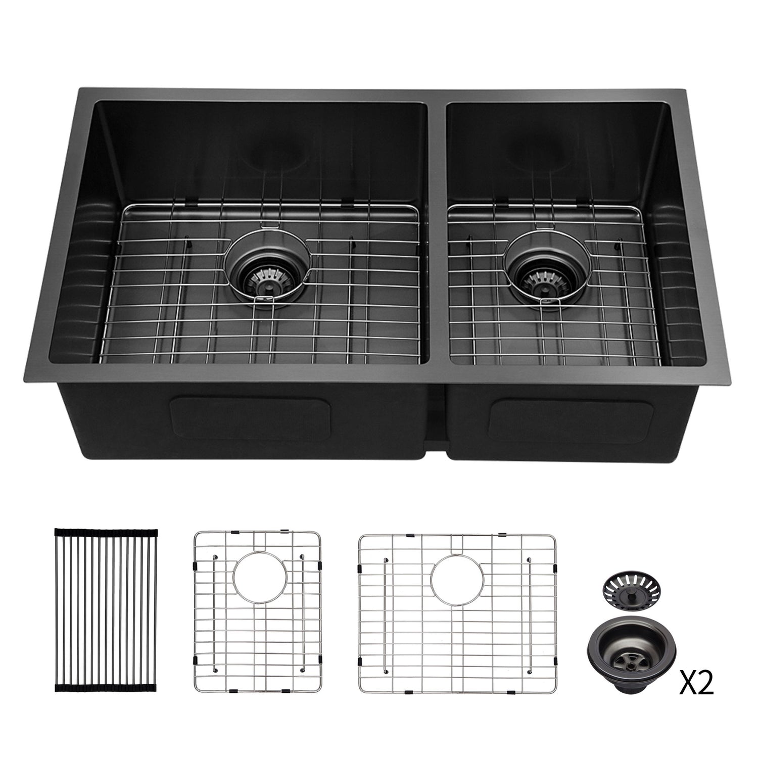 Modern Double Bowl Undermount Kitchen Sink 50 / 50 Design Stainless Steel