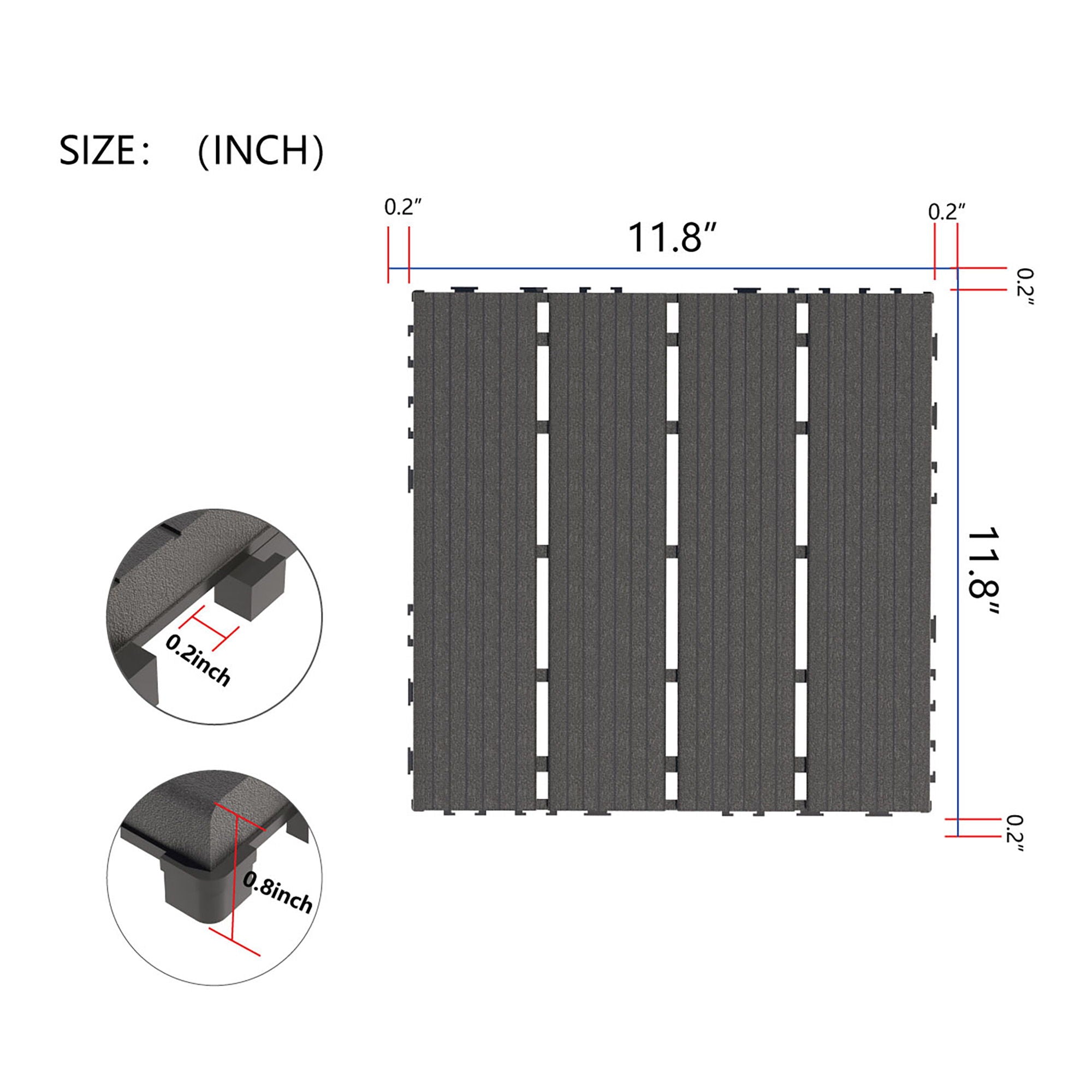 Interlocking Plastic Deck Tiles, Waterproof Outdoor / Indoor Patio Flooring