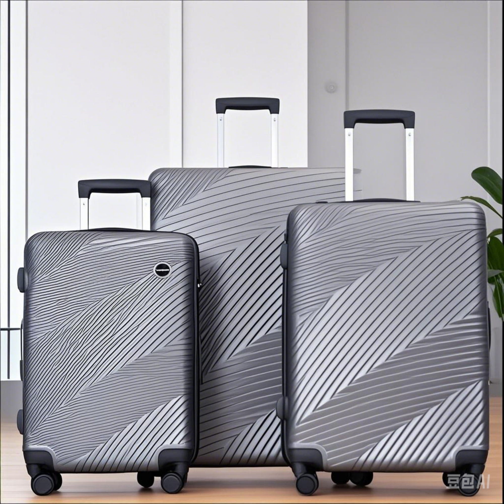 3 Piece Luggage Sets Lightweight Suitcase With Two Hooks, Spinner Wheels,