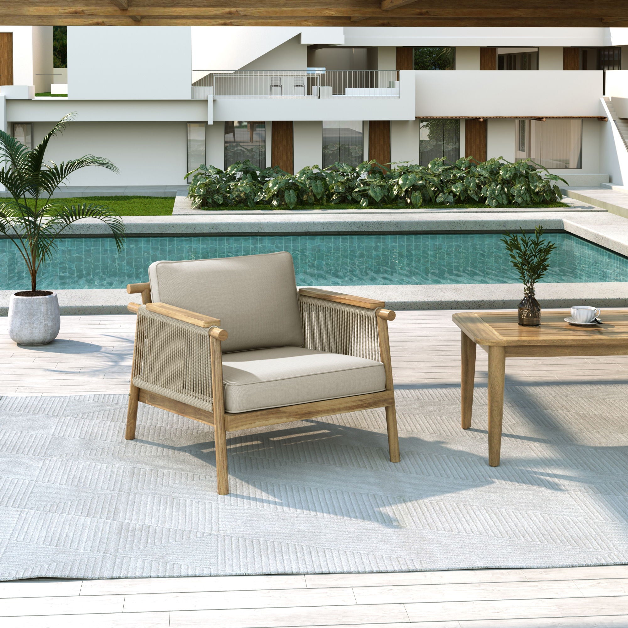Sumbawa - Outdoor Club Chair - Teak / Beige