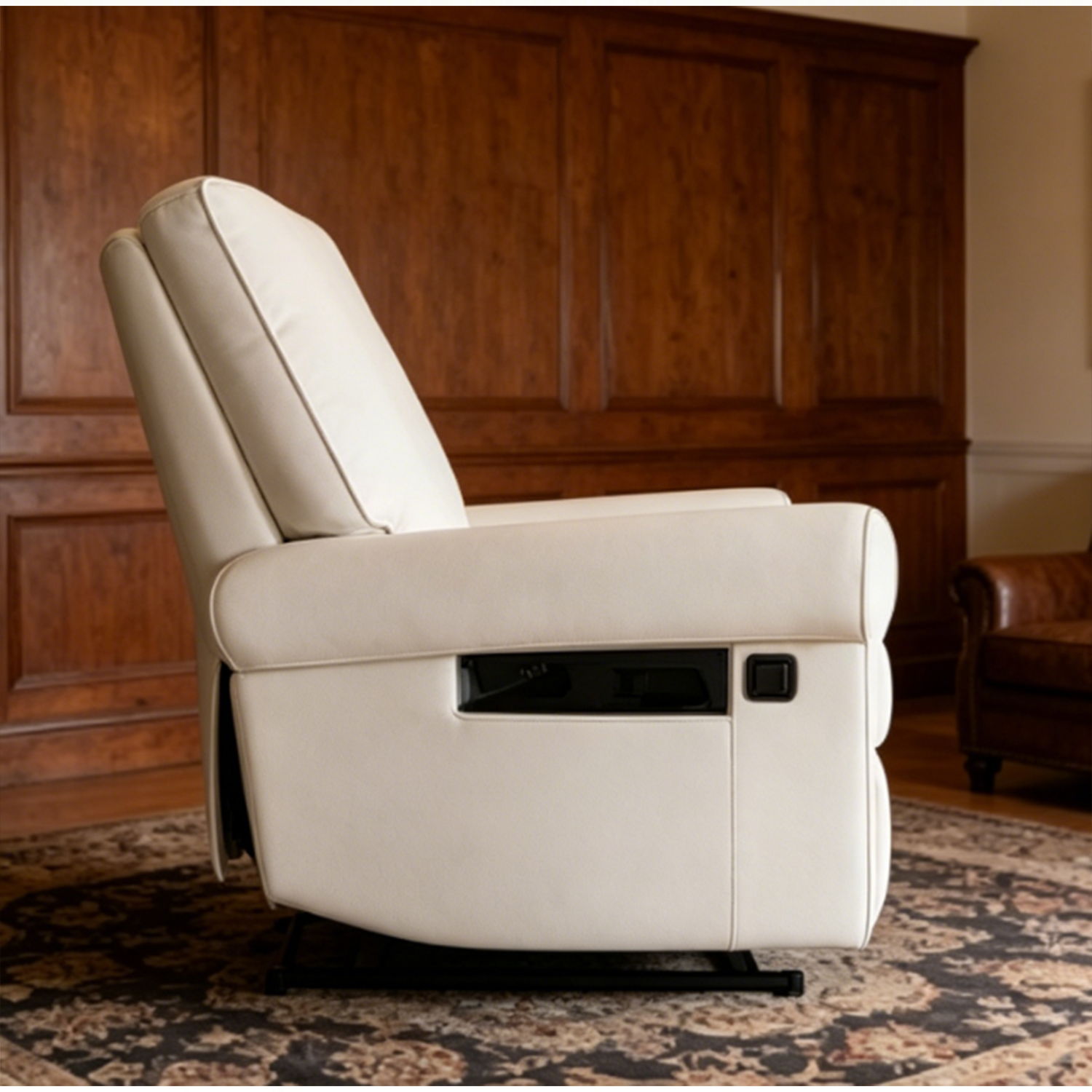 Manual Button Armchair Sofa With 360 Degree Rotation - White