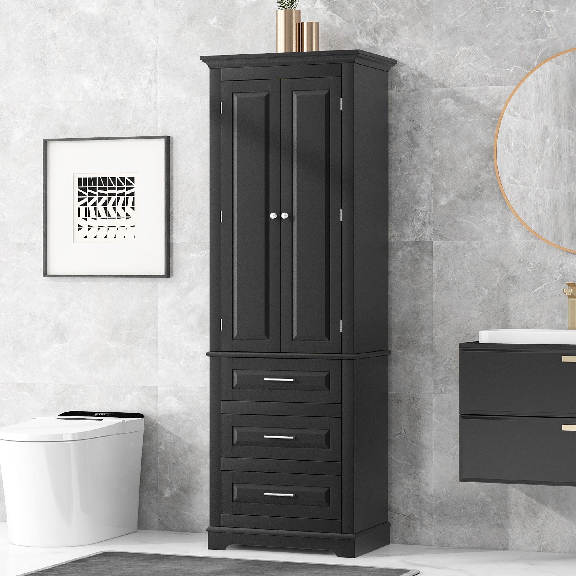 Storage Cabinet With 3 Drawers For Bathroom