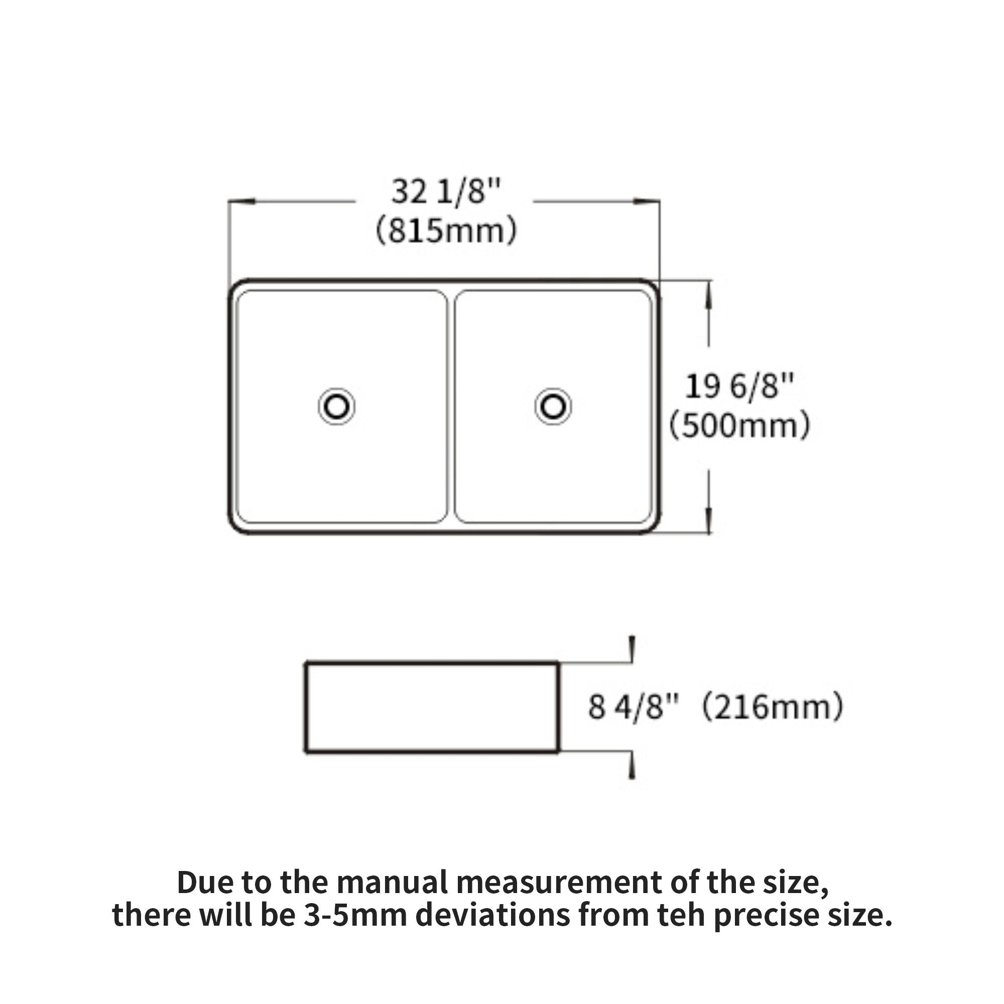Double Bowl Apron Front Kitchen Sink 32", Sturdy And With Scratch Resistant - White