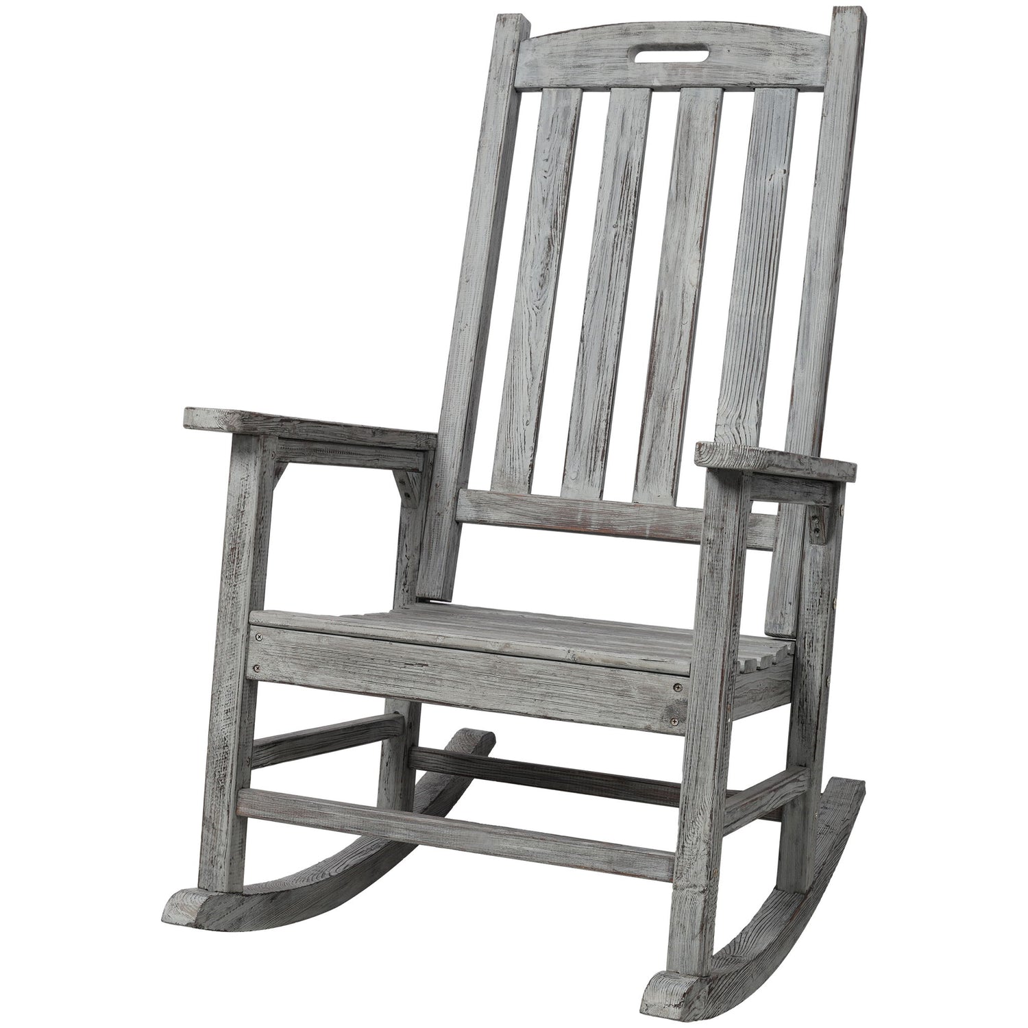 Oversized Porch Rocker Chair With Wide Seat And Tall Backrest