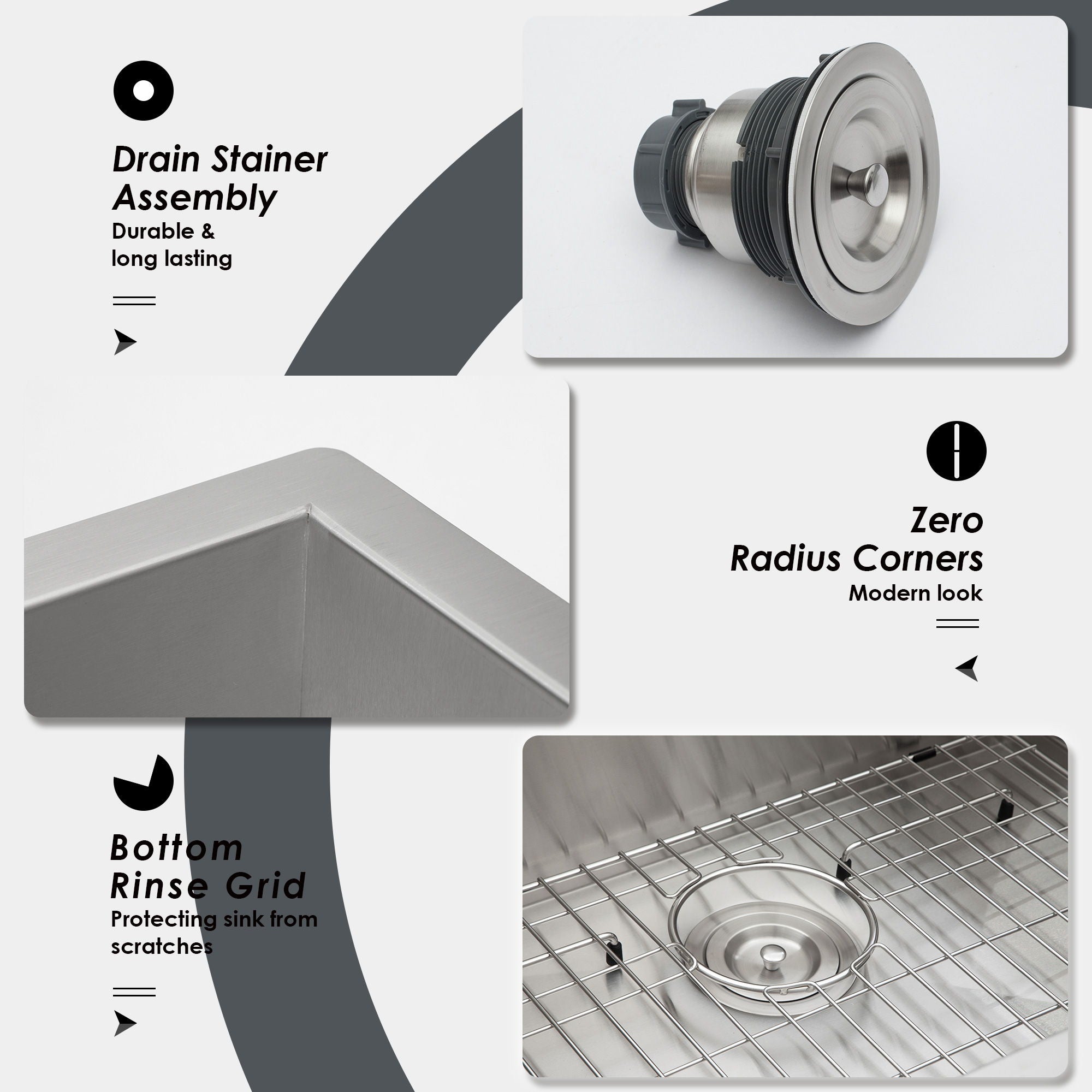 Modern Style Undermount Sink With Stainless Steel, Deep Single Bowl