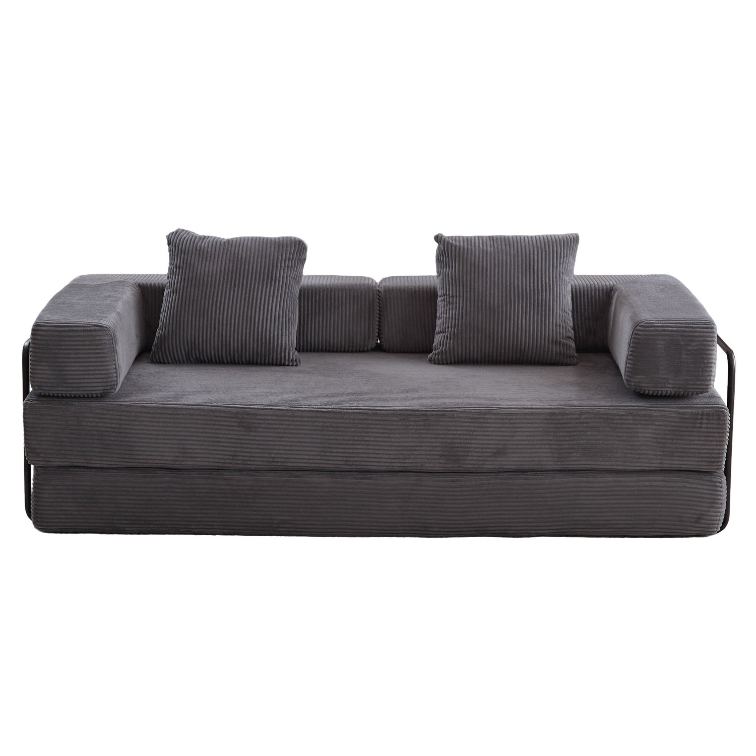 Floor Couch, Convertible Floor Sofa Bed With Pillow Back Support Armrest