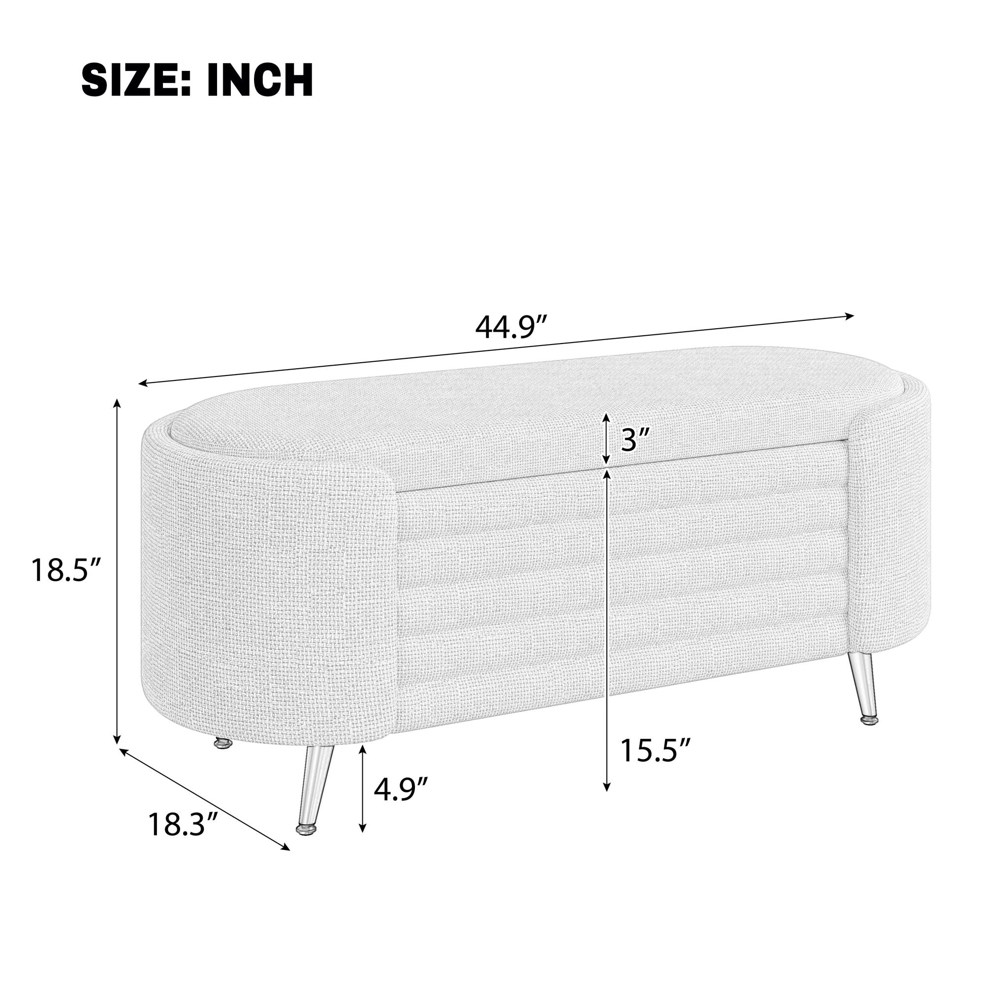 Modern Oval Storage Ottoman With Upholstery