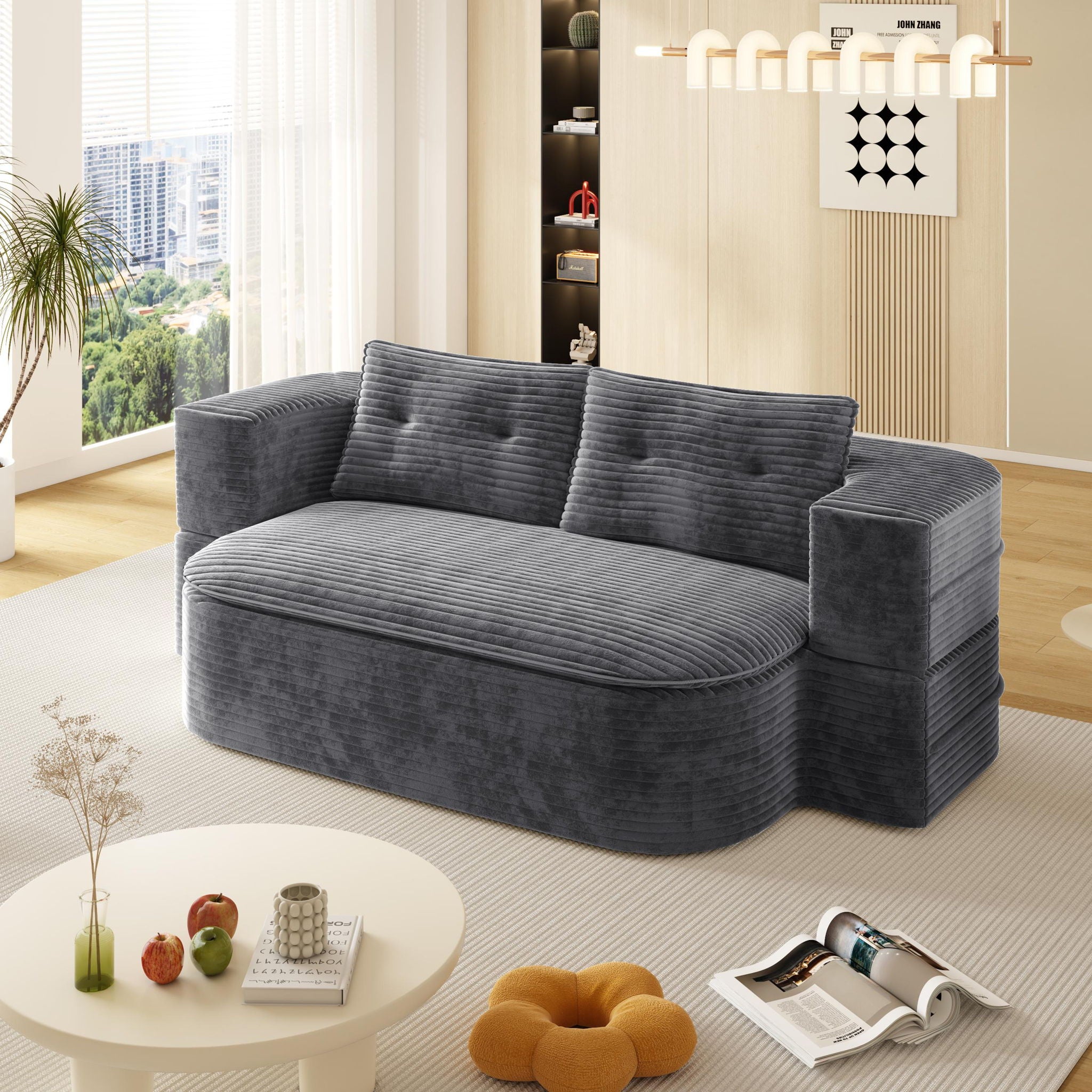 Convertible Floor Sofa Bed With Multi Functional Blanket