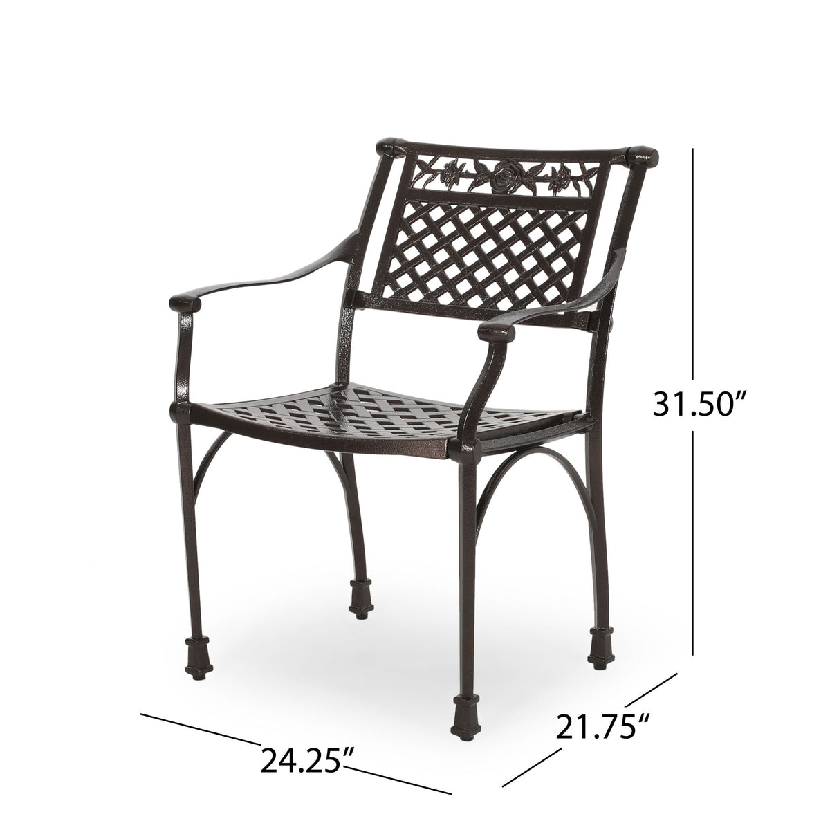 Cast Aluminum Dining Chair With Hand Crafted Details - Bronze
