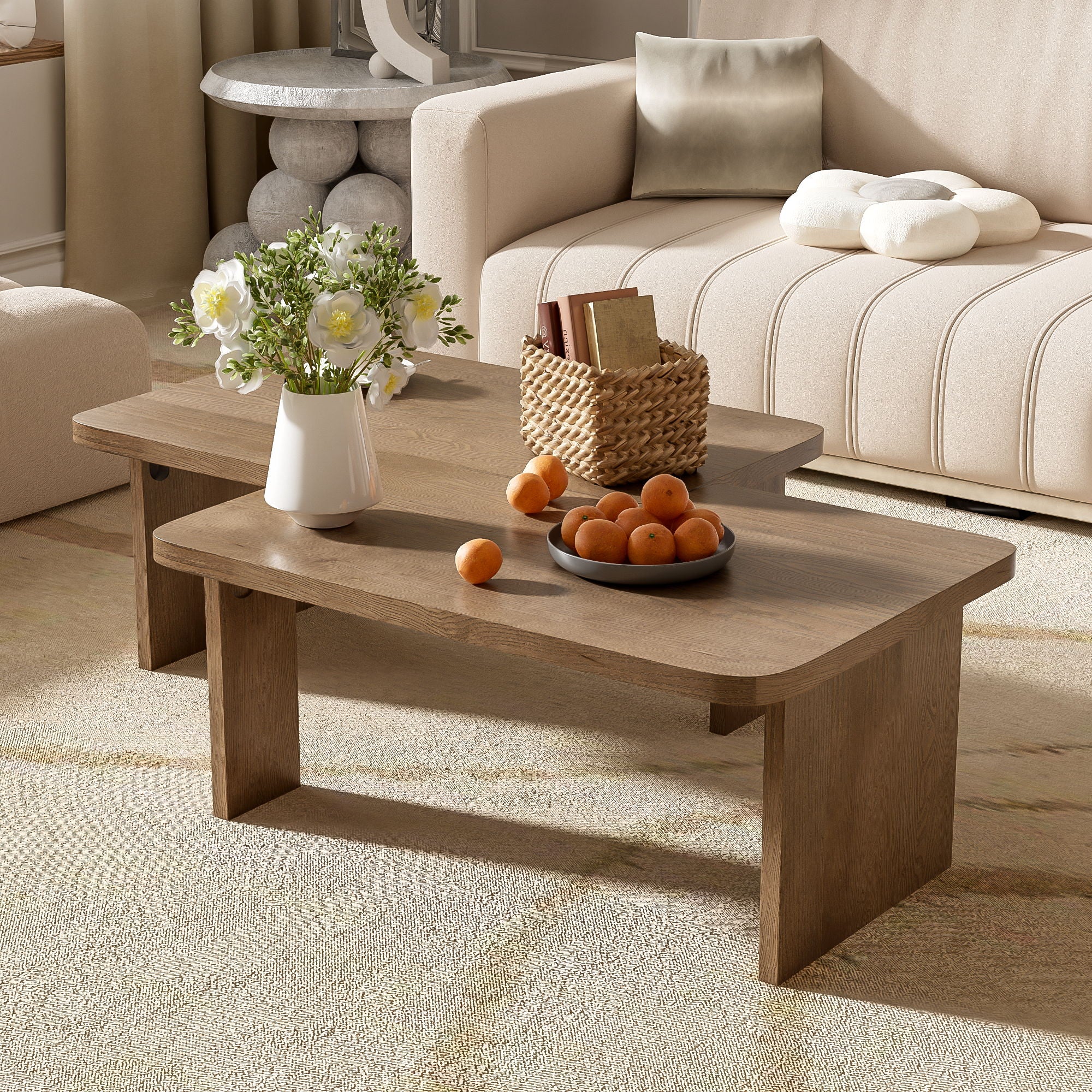 Modern Minimalist Coffee Table Set With Splicing Design