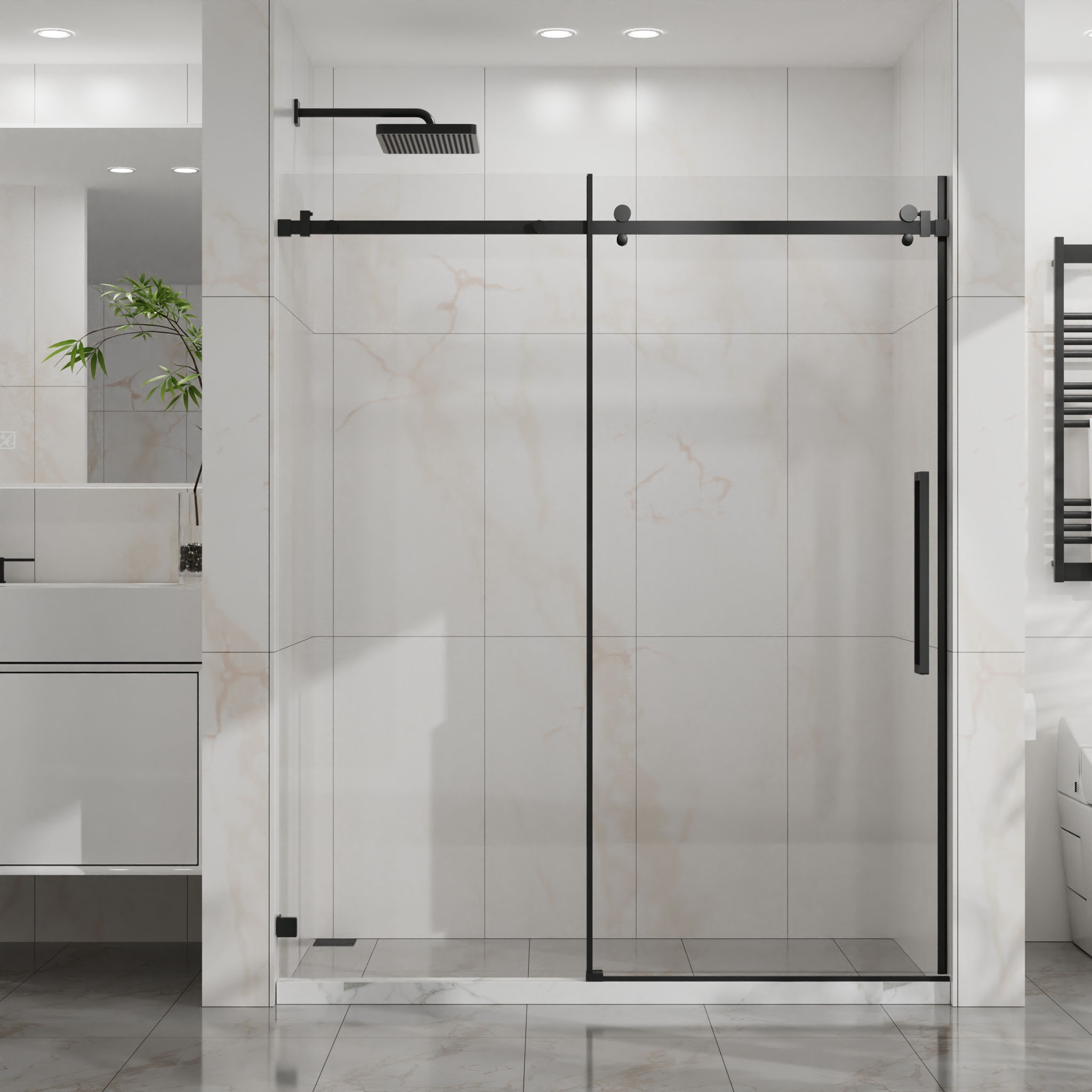 Frameless Tub Sliding Shower Door With Easy Clean Coating
