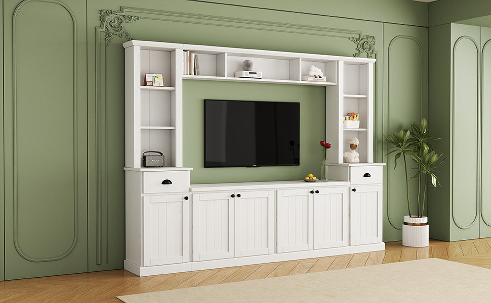 ON-TREND Minimalist Entertainment Wall Unit Set with Bridge for TVs Up to 75&