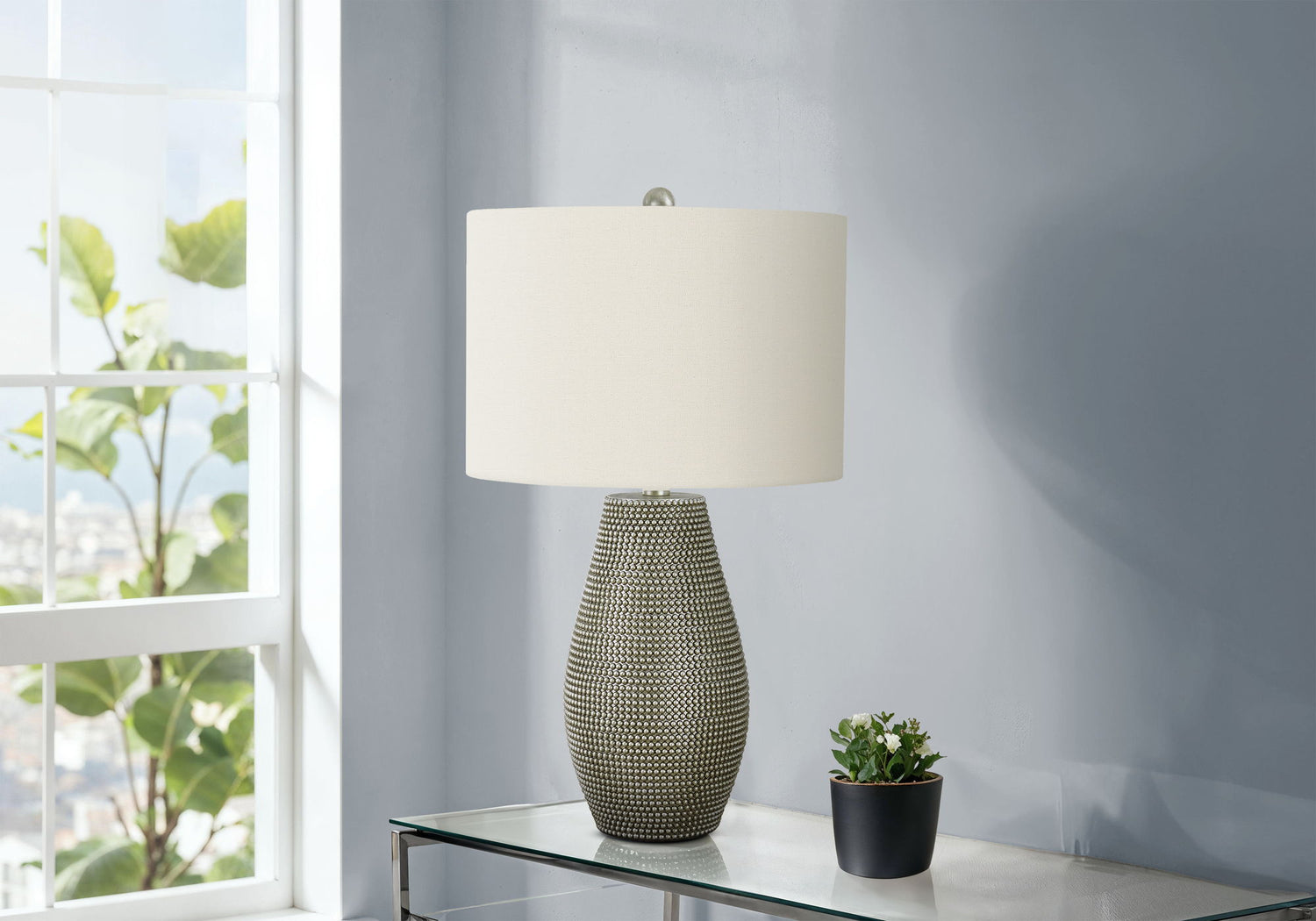 Lighting, Table Lamp, Resin, Contemporary - Gray