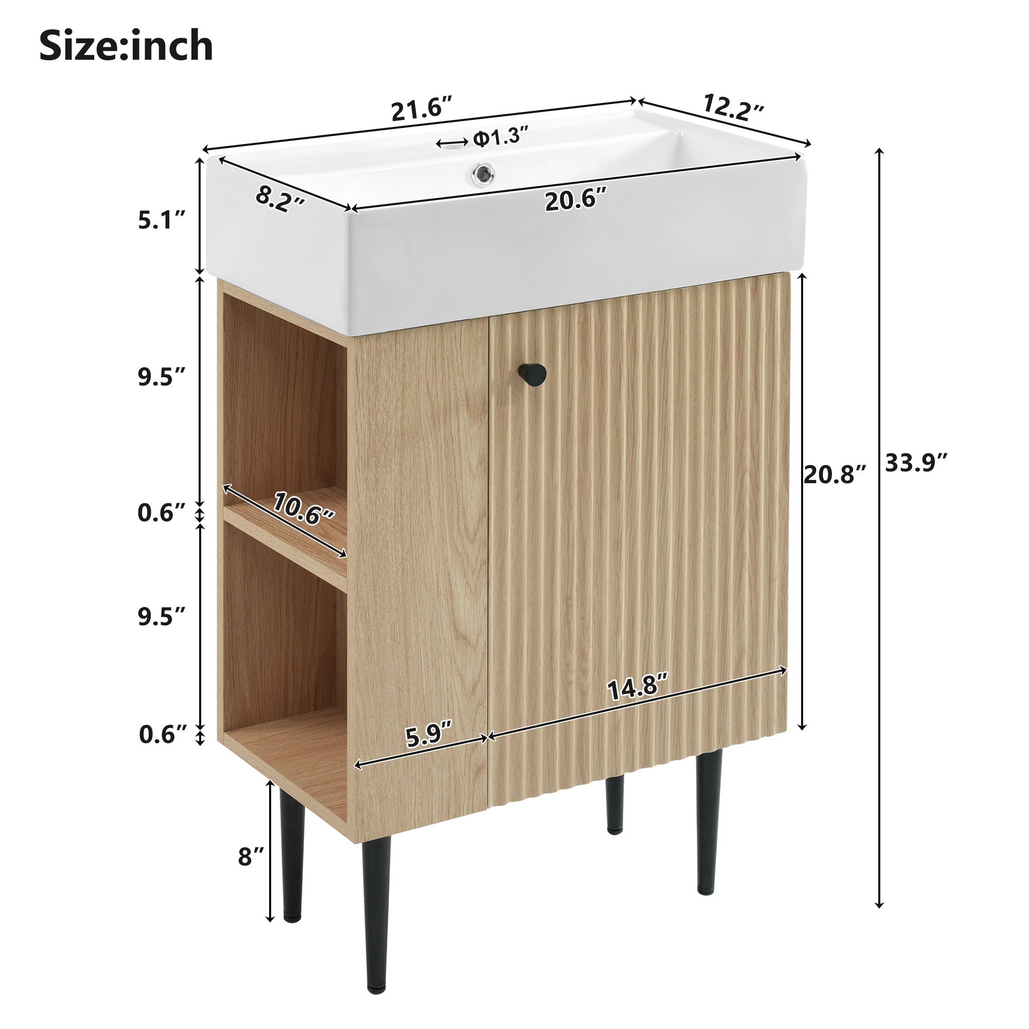 Bathroom Vanity, Combo Cabinet, Bathroom Storage Cabinet, Single Ceramic Sink