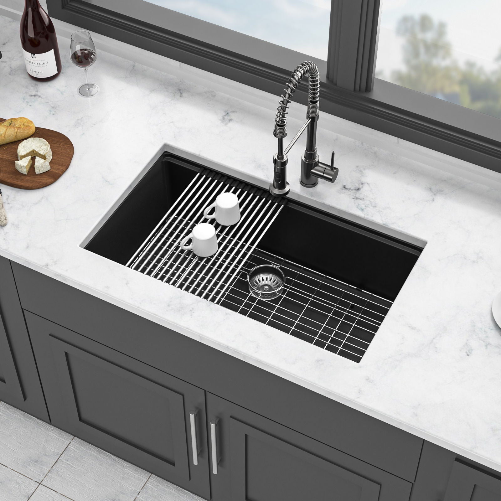 Quartz Kitchen Sink, Granite Composite Workstation Undermount