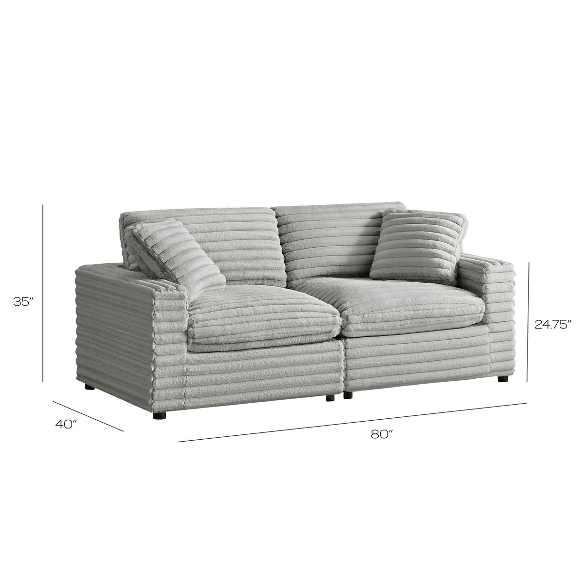 Jenny - 2 Piece Sofa Sectional - Gray