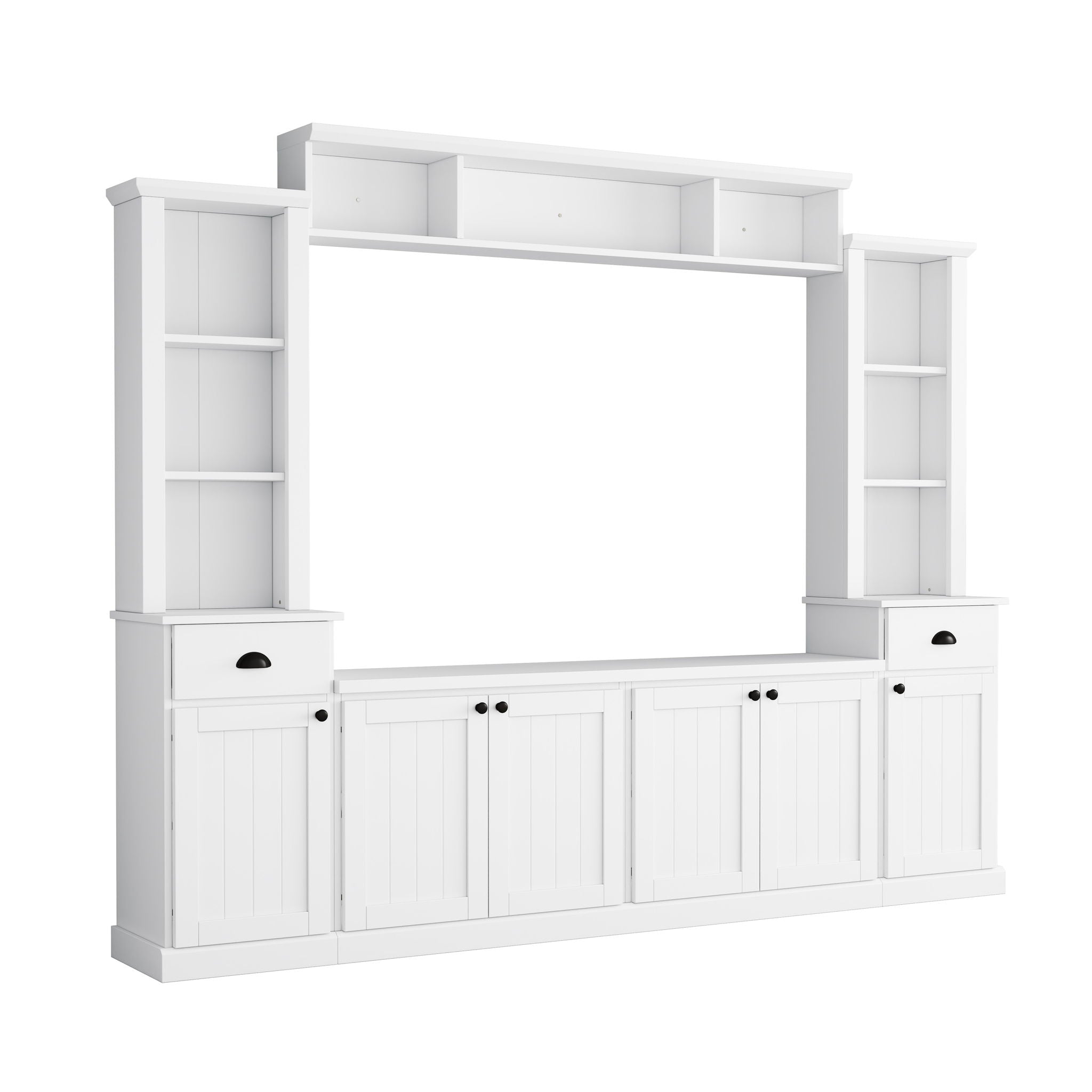 Minimalist Entertainment Wall Unit Set With Bridge For TVs Up To 75"