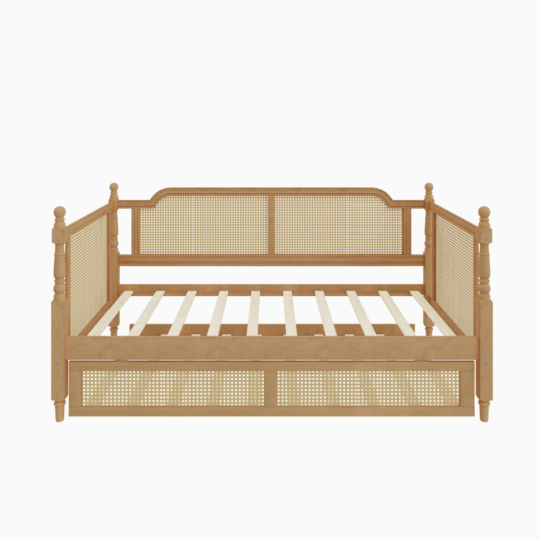Traditional Style Rattan Daybed, No Box Spring Needed