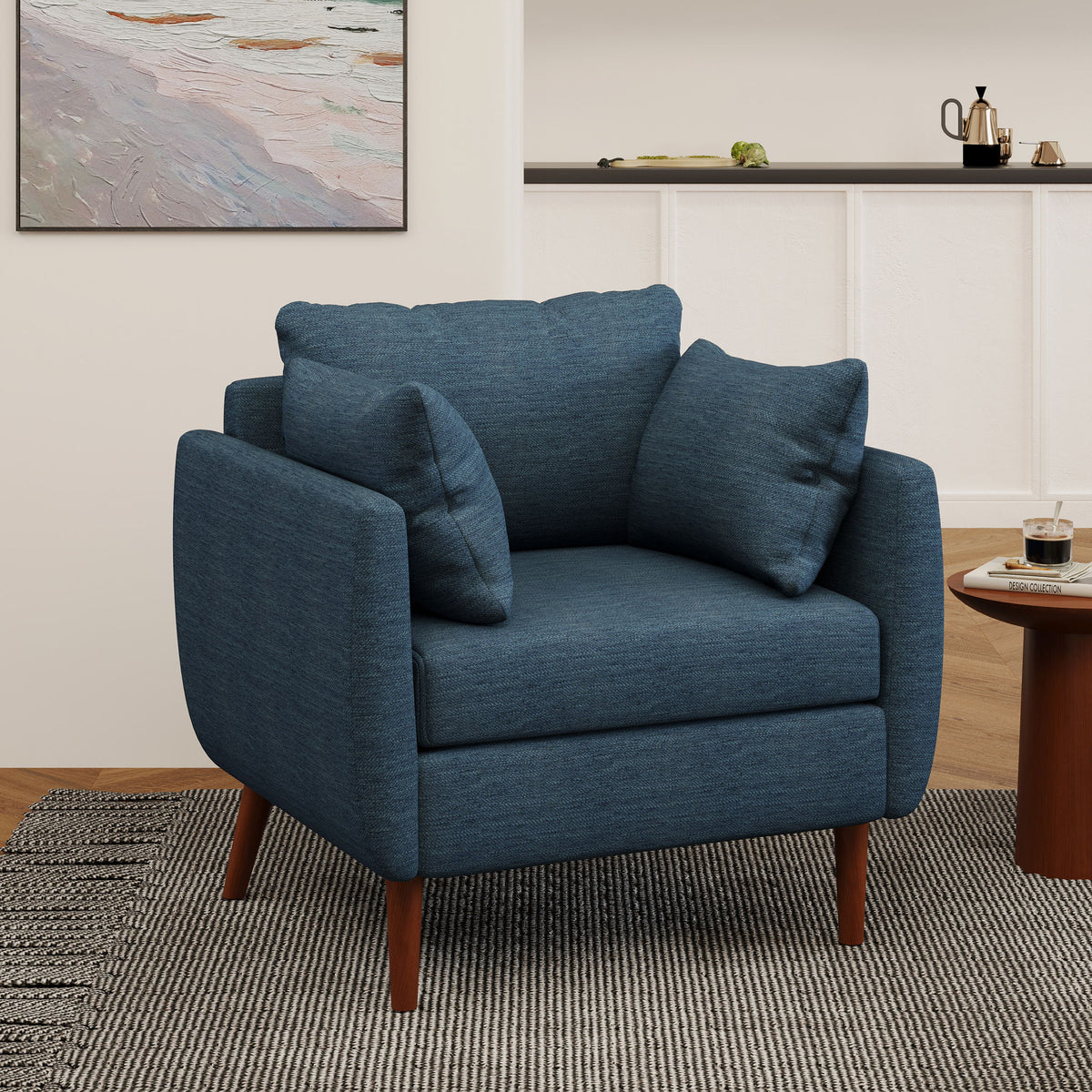 Luminate - Upholstered Fabric Club Chair With Tapered Legs And 2 Accent Pillows