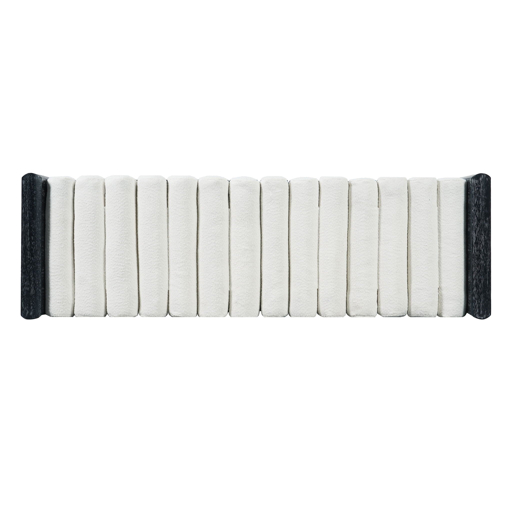 Upholstered Bench With Rolled Cushions - Black / Beige