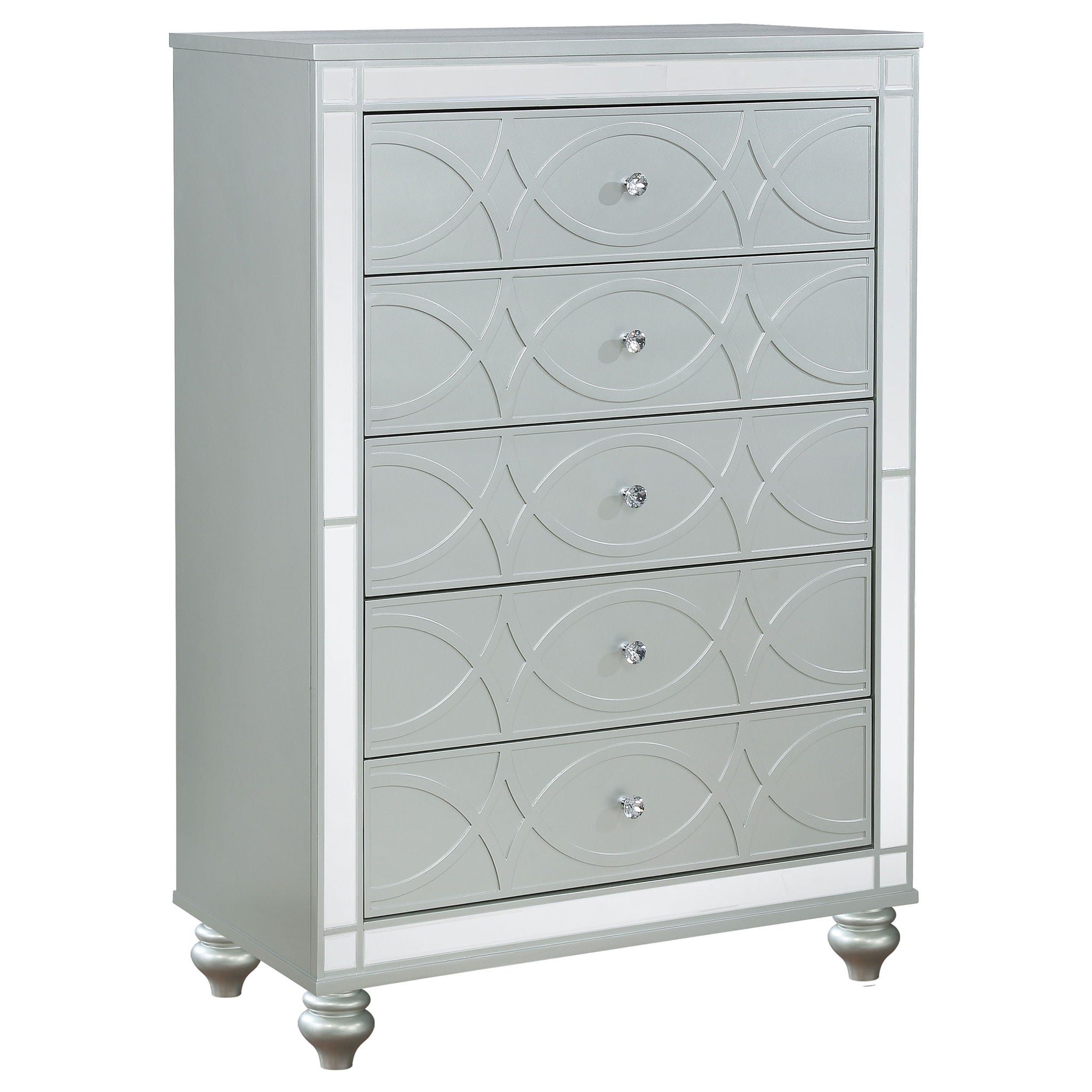 Arabesque - 5 Drawer Bedroom Chest - Silver