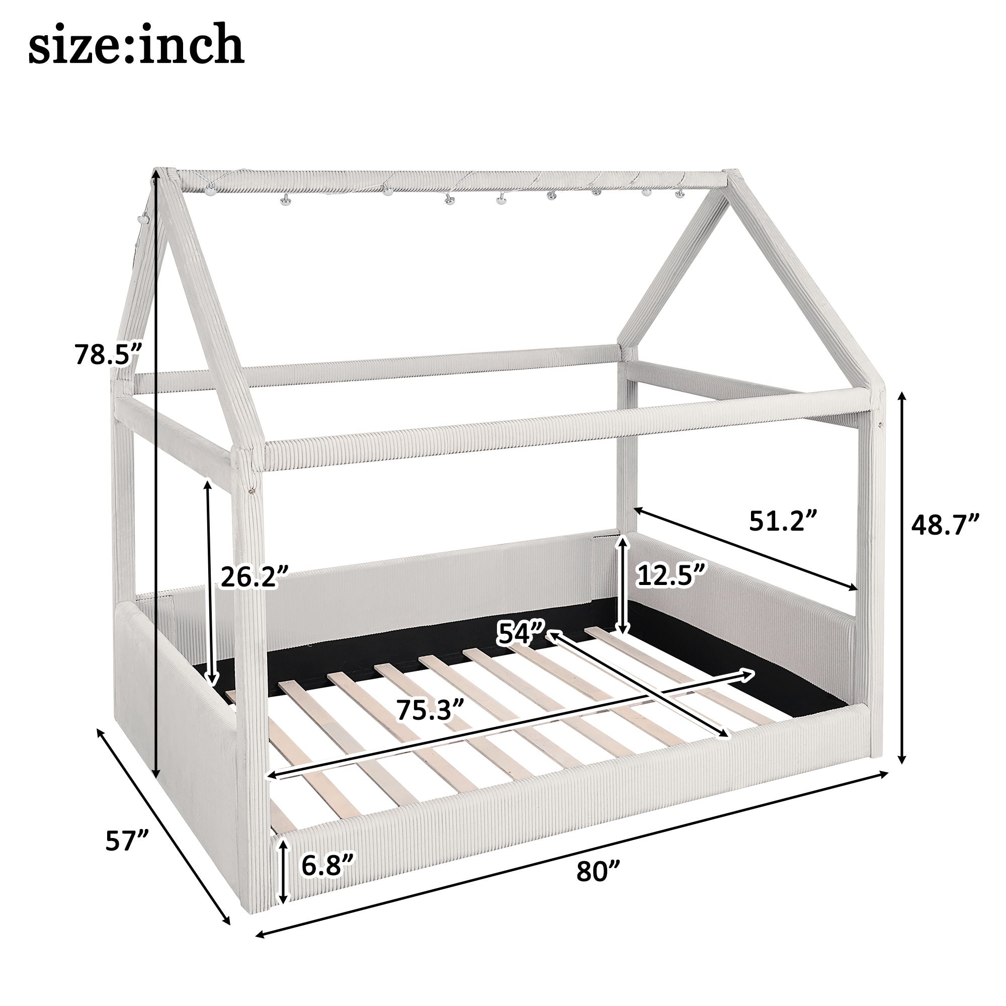 Upholstered House Style Daybed With LED Light Strips