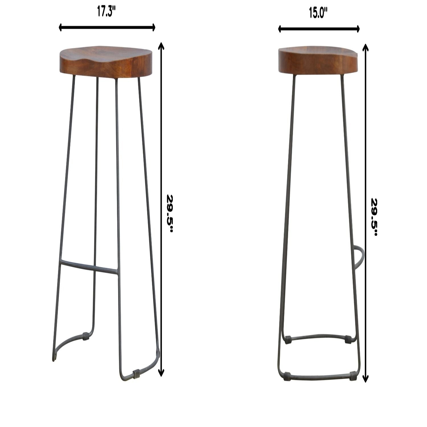 Industrial Chunky Bar Stool - Chestnut