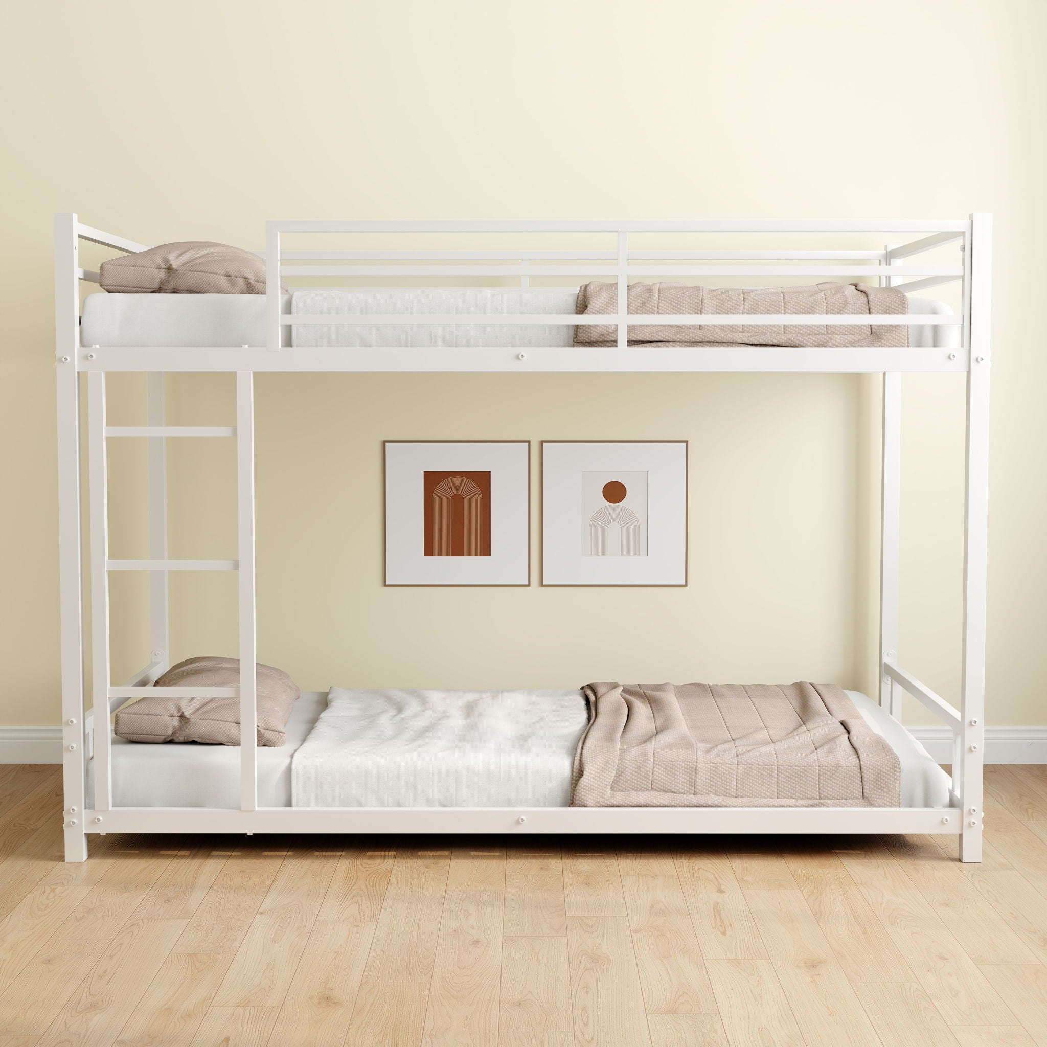 Bunk Bed With Noise Reduction And Safety Guardrail