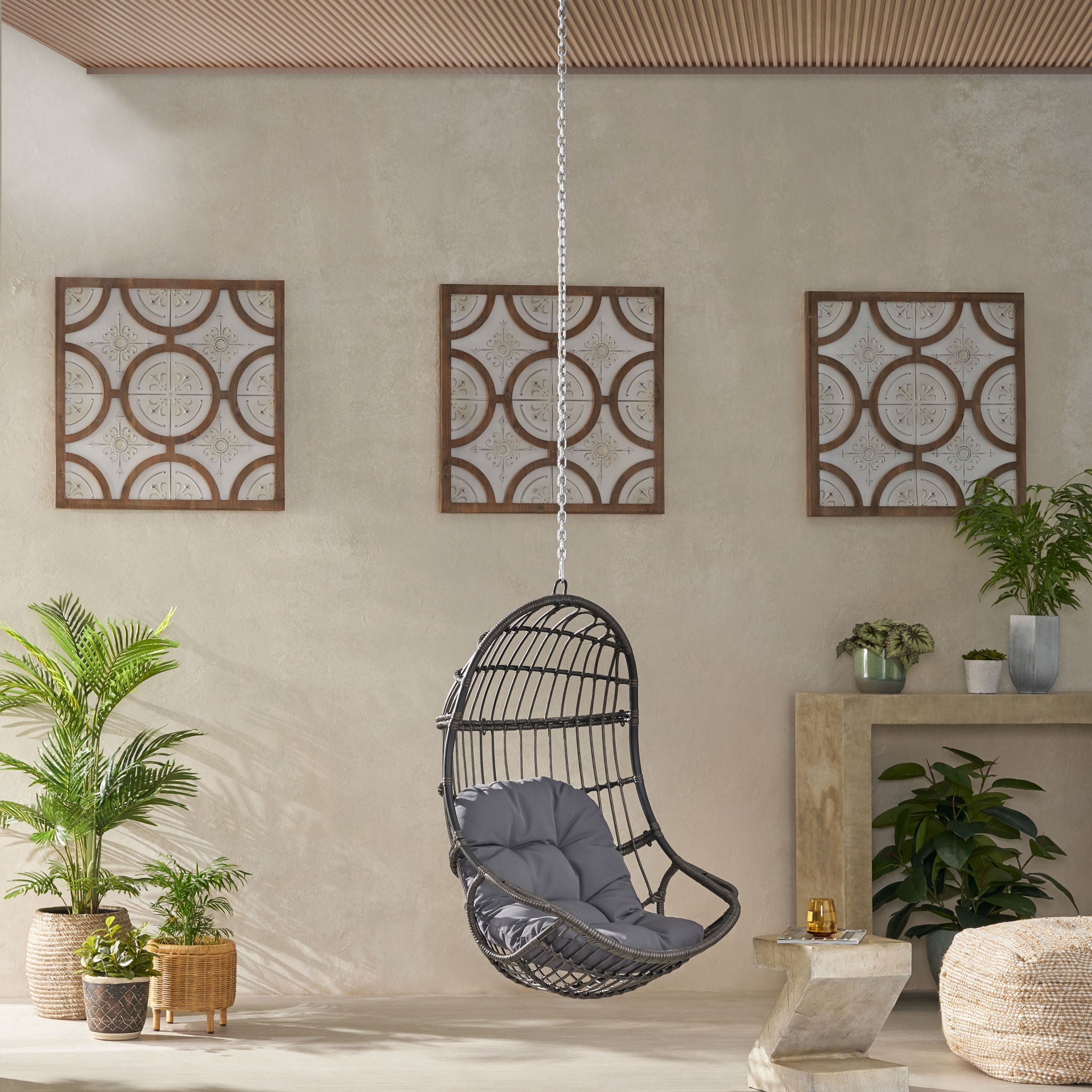 Richards - Outdoor / Indoor Wicker Hanging Chair - Gray