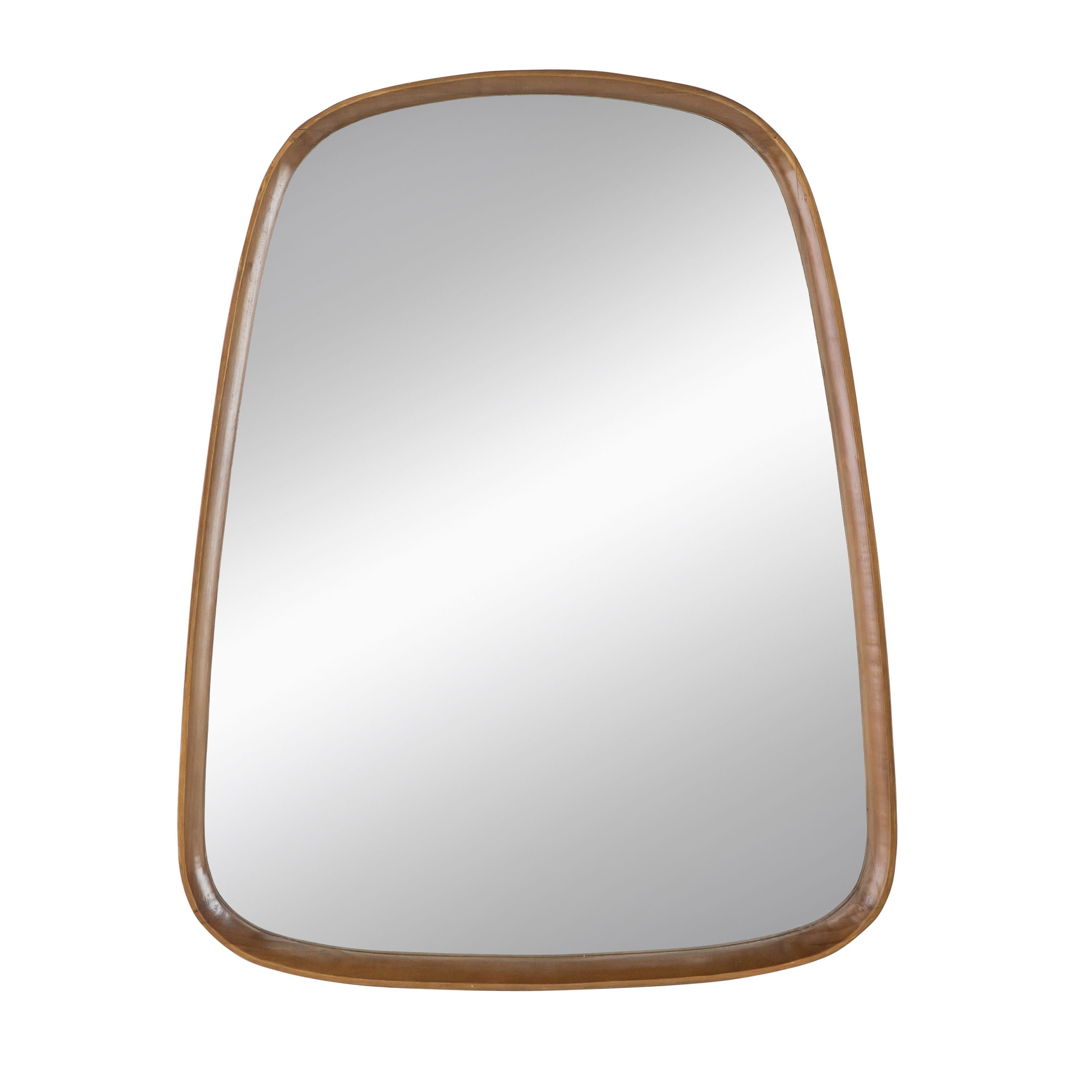 Irrgeular Mirror With Wood Frame, Wall Mirror For Living Room Bathroom Entryway - Brown