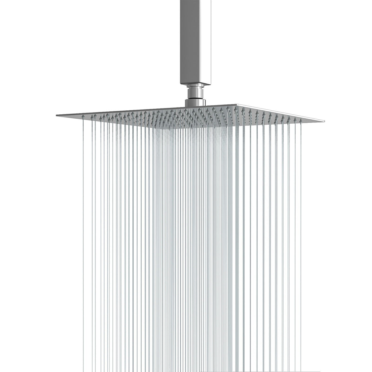 16" Square Rainfall Shower Head Fixed Wall Mount With Full Body Coverage & Self Cleaning Silicone Nozzles - Chrome