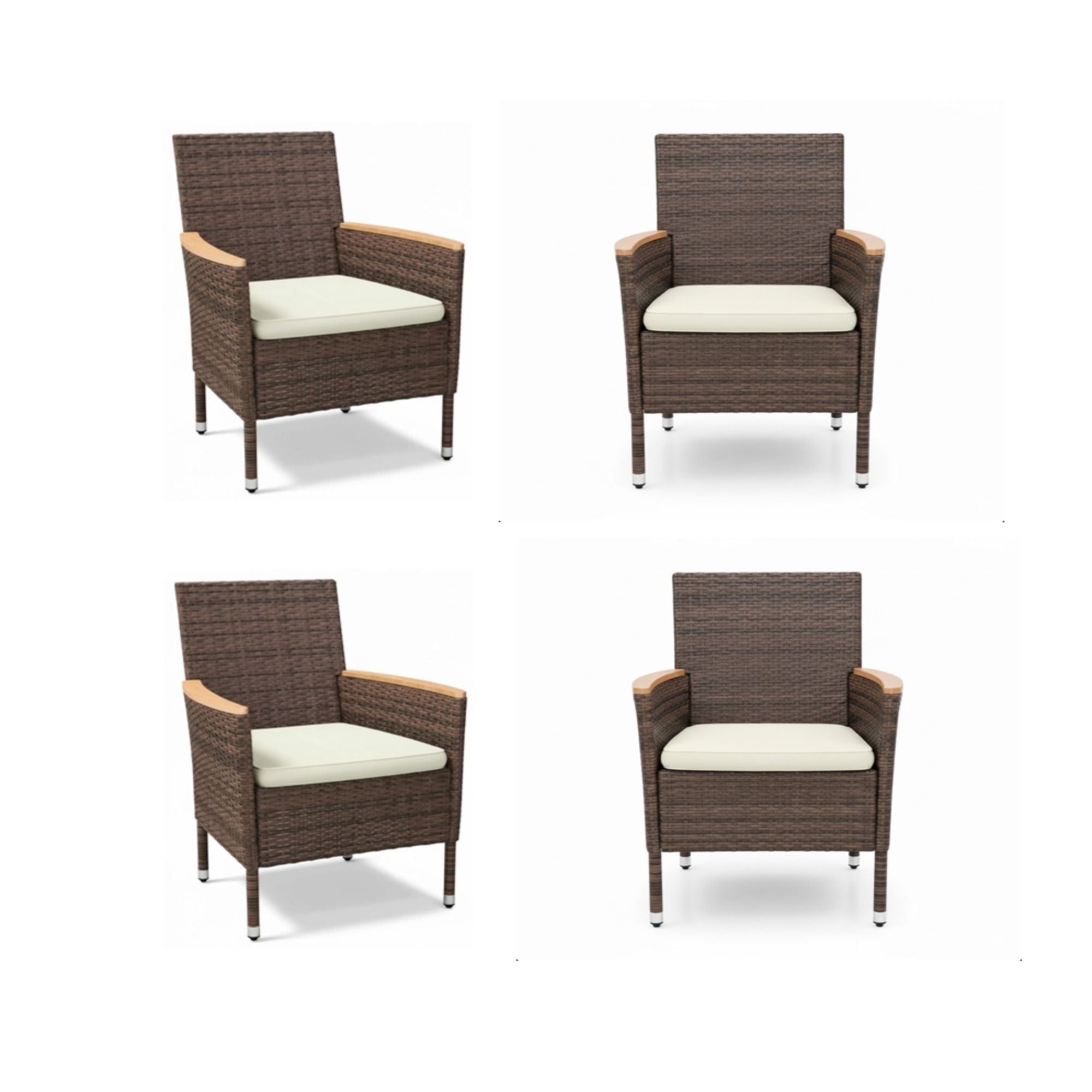 All Weather Patio Dining Chair Set With Cushions (Set of 4) - Brown