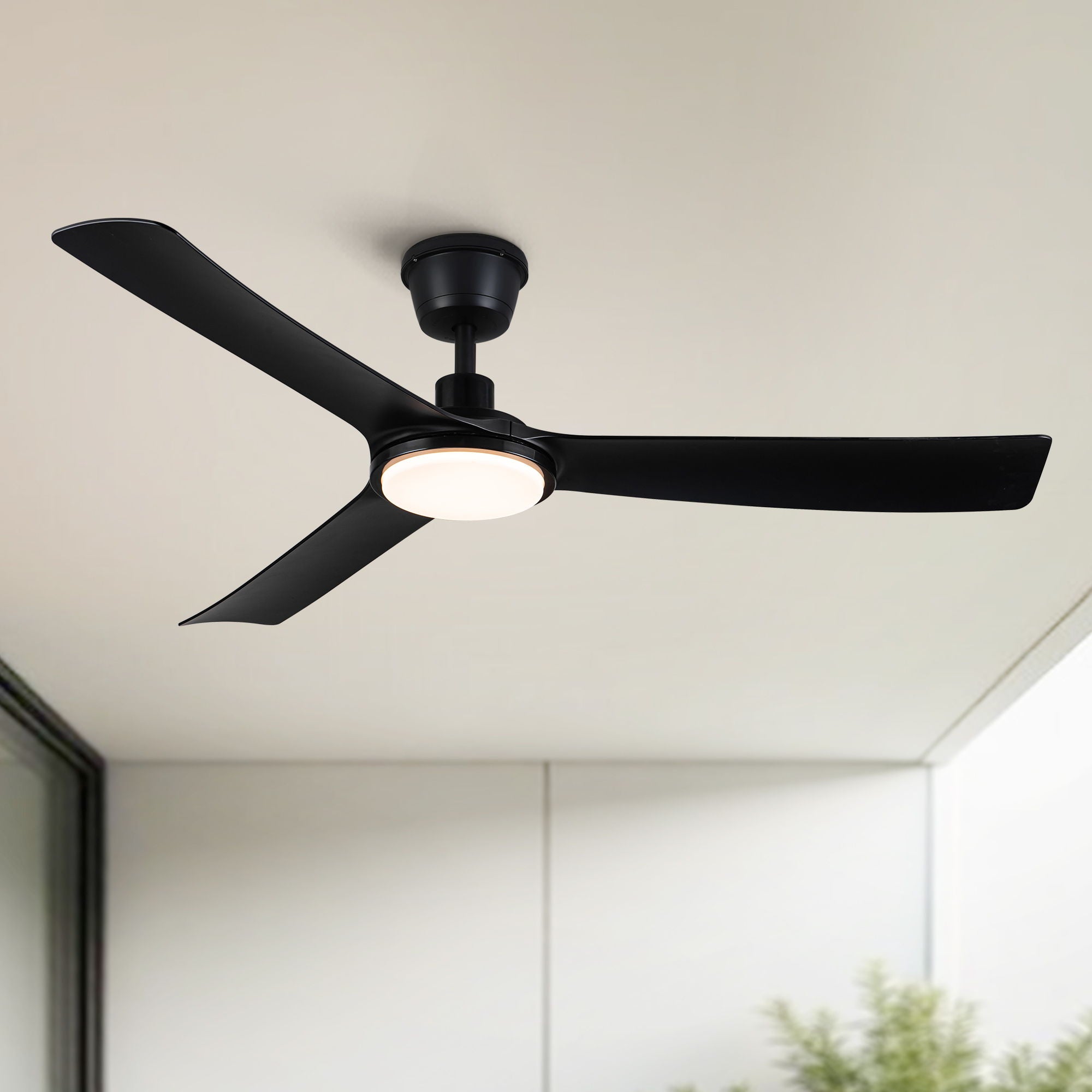 All Weather Outdoor Waterproof Ceiling Fan With Light And Quiet Motor For Patio Porch - Black