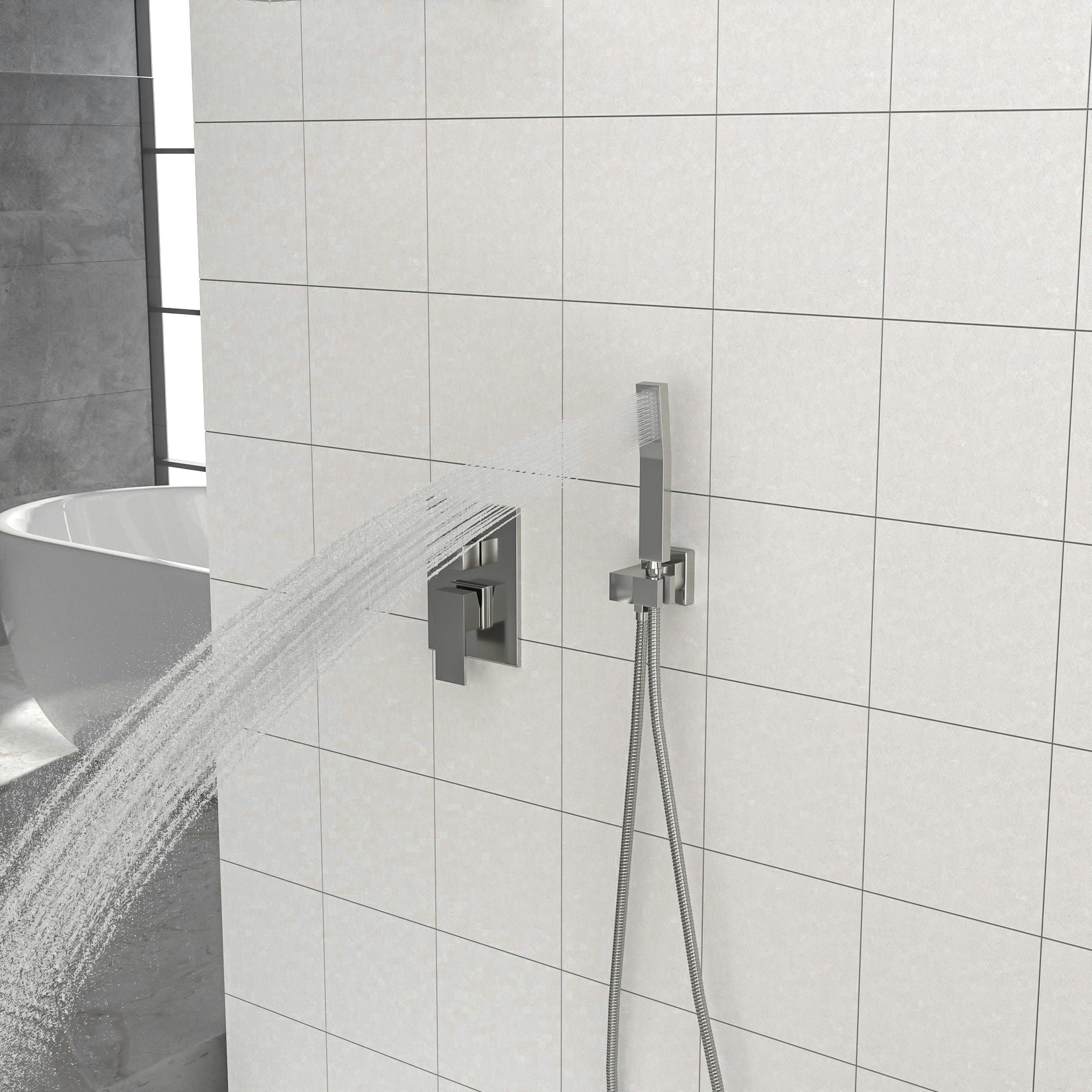 Dual Shower Head 10" Wall Mounted Square Shower System