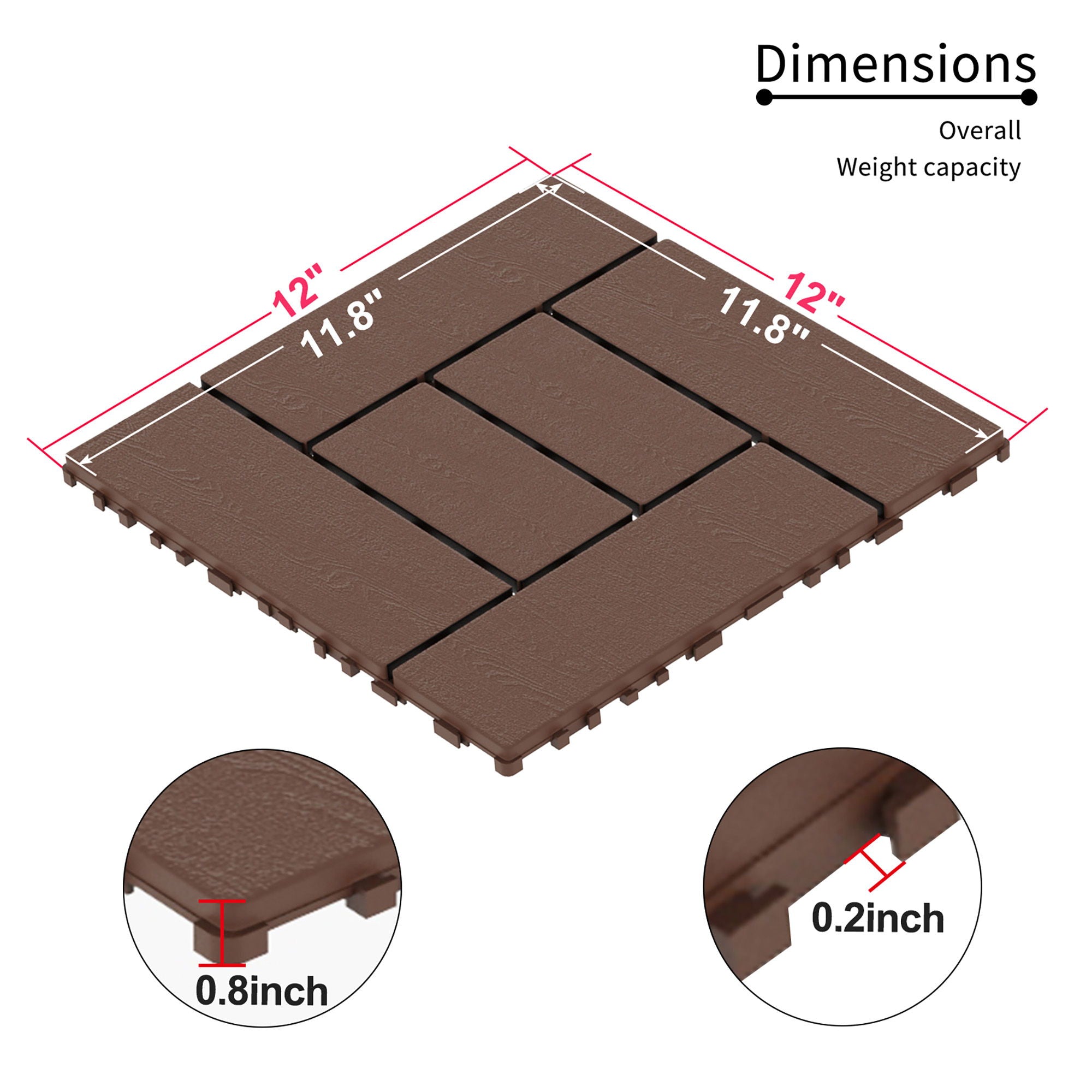 Patio Diy Module Interlocking Decking Tiles Floor, Outdoor And Indoor, Easy And Quick Installation