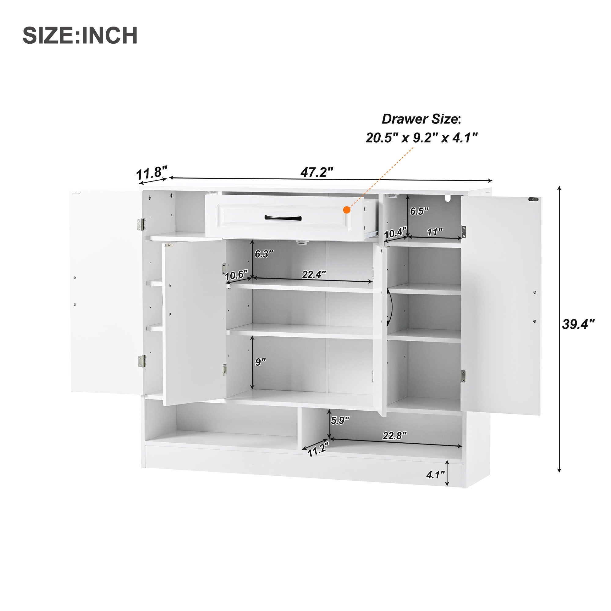 Sleek And Modern Shoe Cabinet With Adjustable Shelves, Space Saving Design