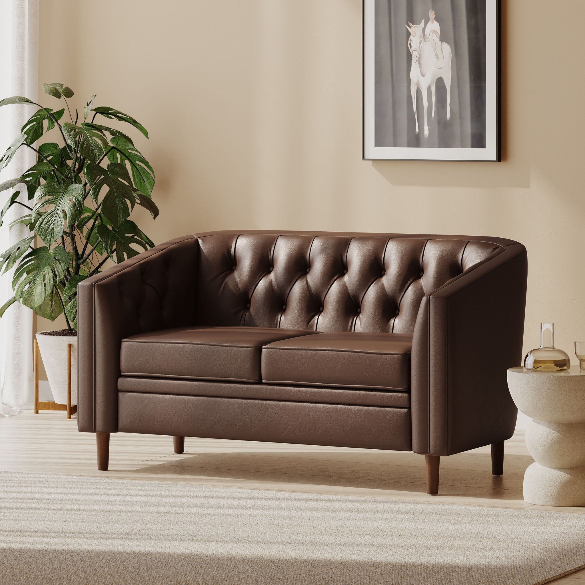 Sophisticated Loveseat With Diamond Stitched Detailing