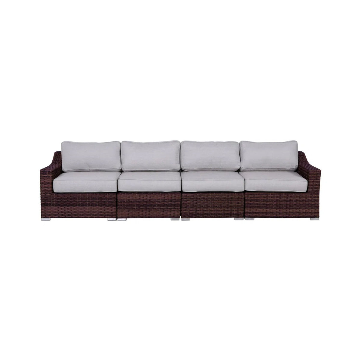 Outdoor 4 Piece Rattan Wicker Sectional Seating Group With Cushions - Brown Mix