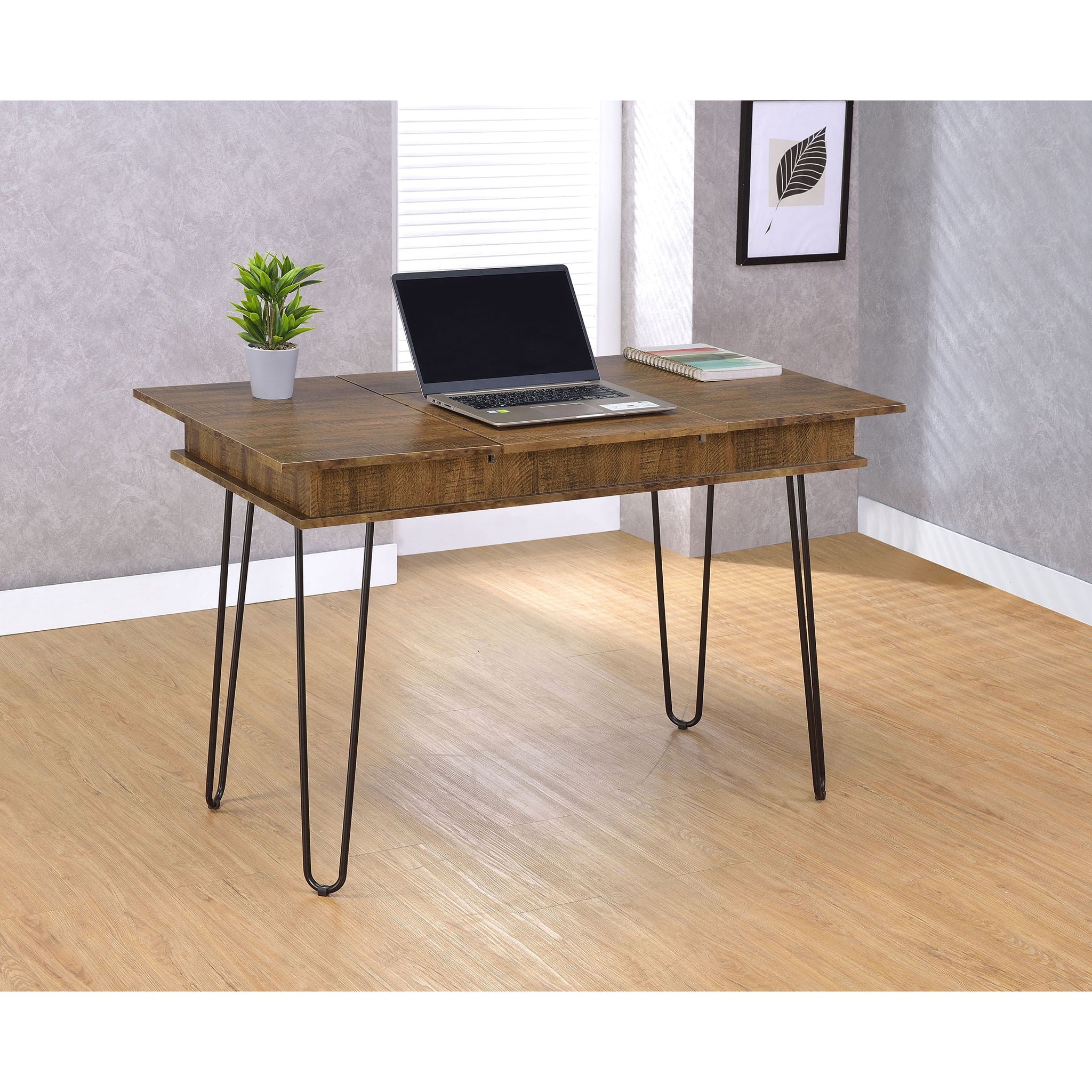 Writing Desk With 4 Hidden Storages - Brown