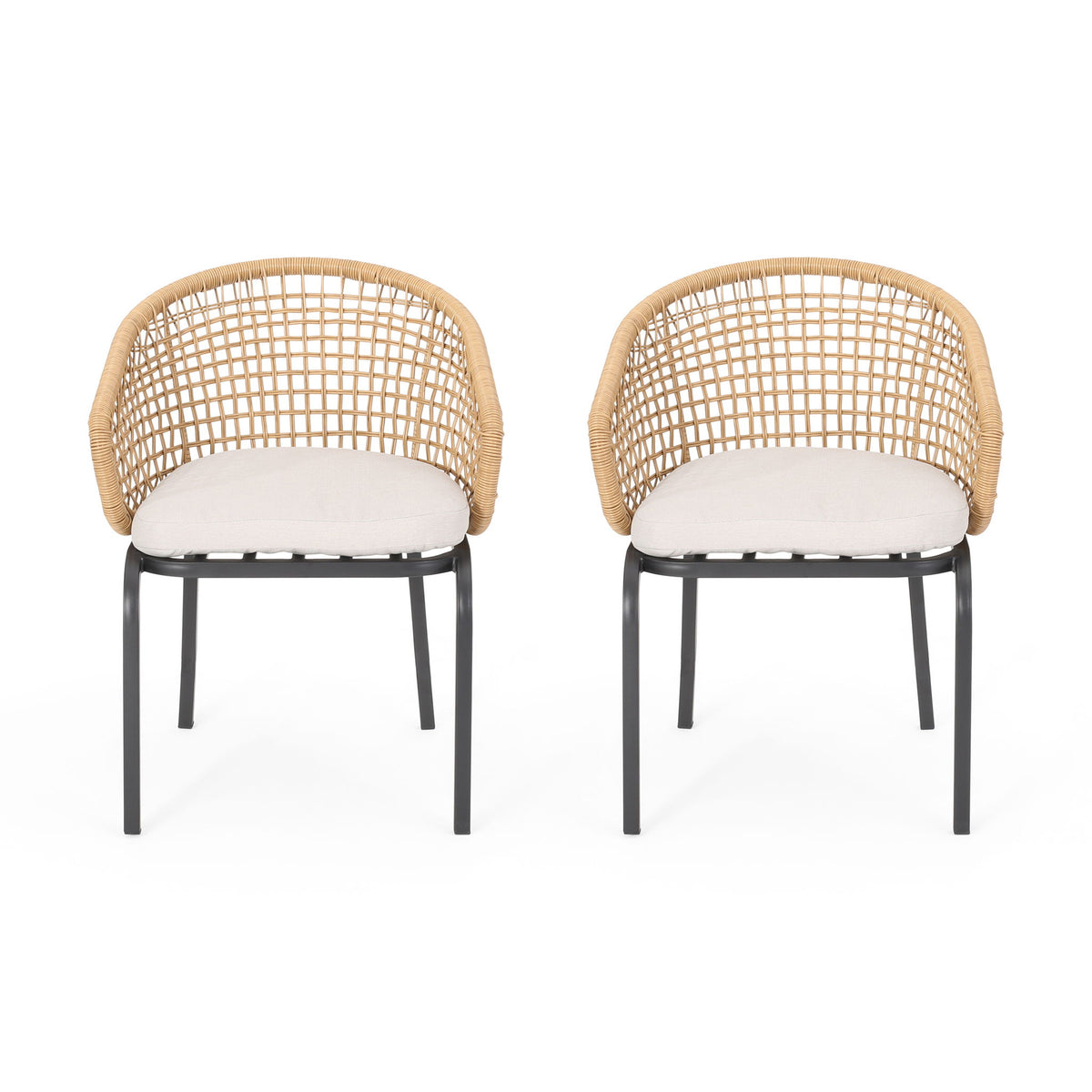 Outdoor Wicker Chair With Powder Coated Iron Legs