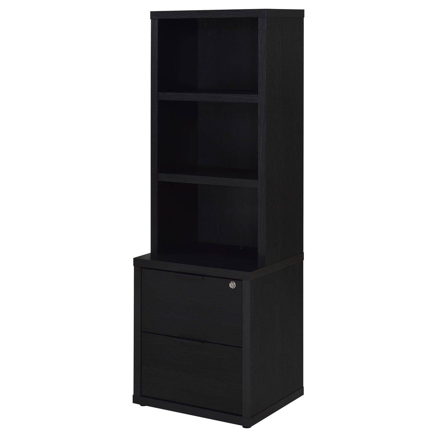 Multifunctional Bookcase With Three Open Shelves, 2 Drawers, Dual USB Charging Outlet