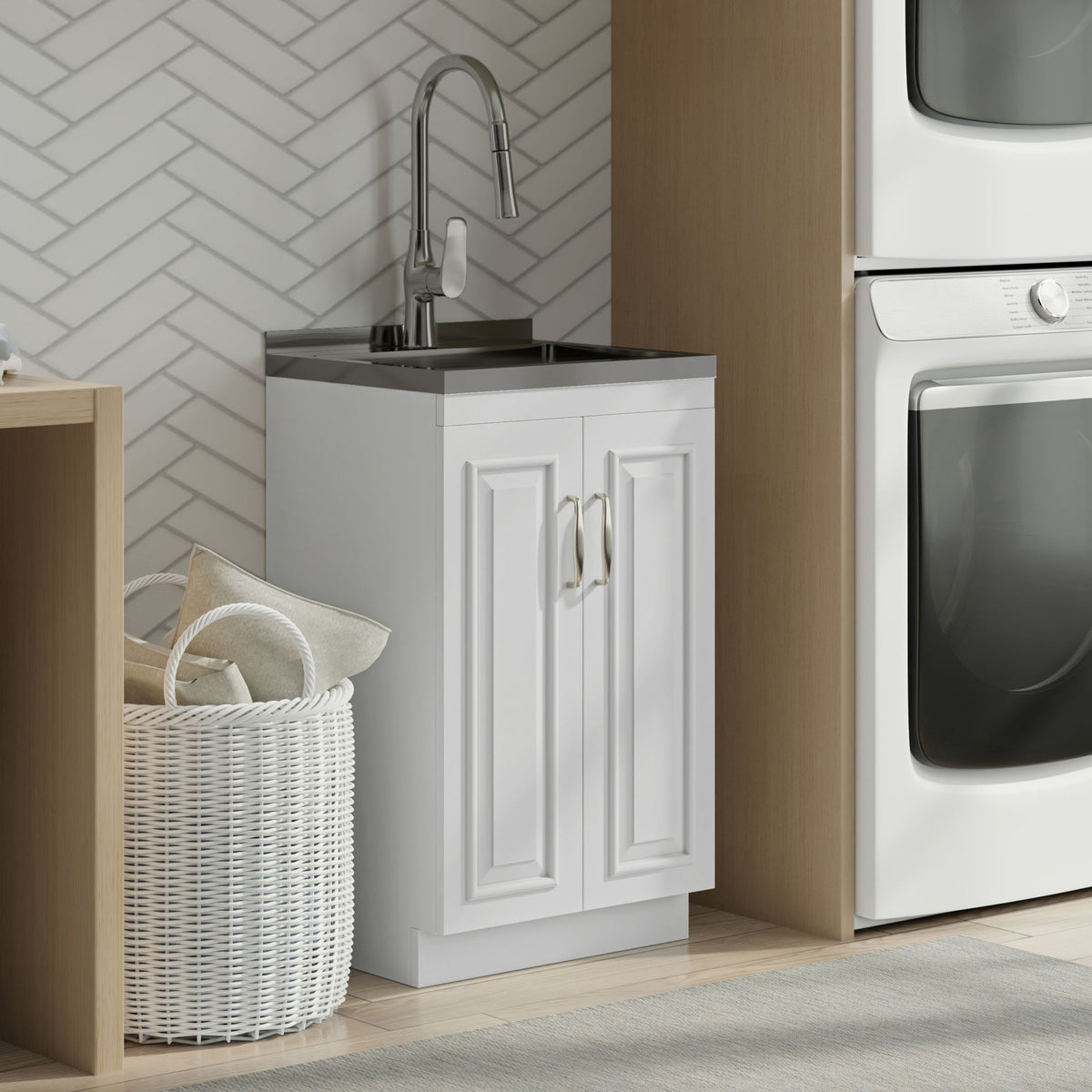 Darwin - Deluxe Laundry Cabinet With Pull-Out Faucet And Stainless Steel Sink
