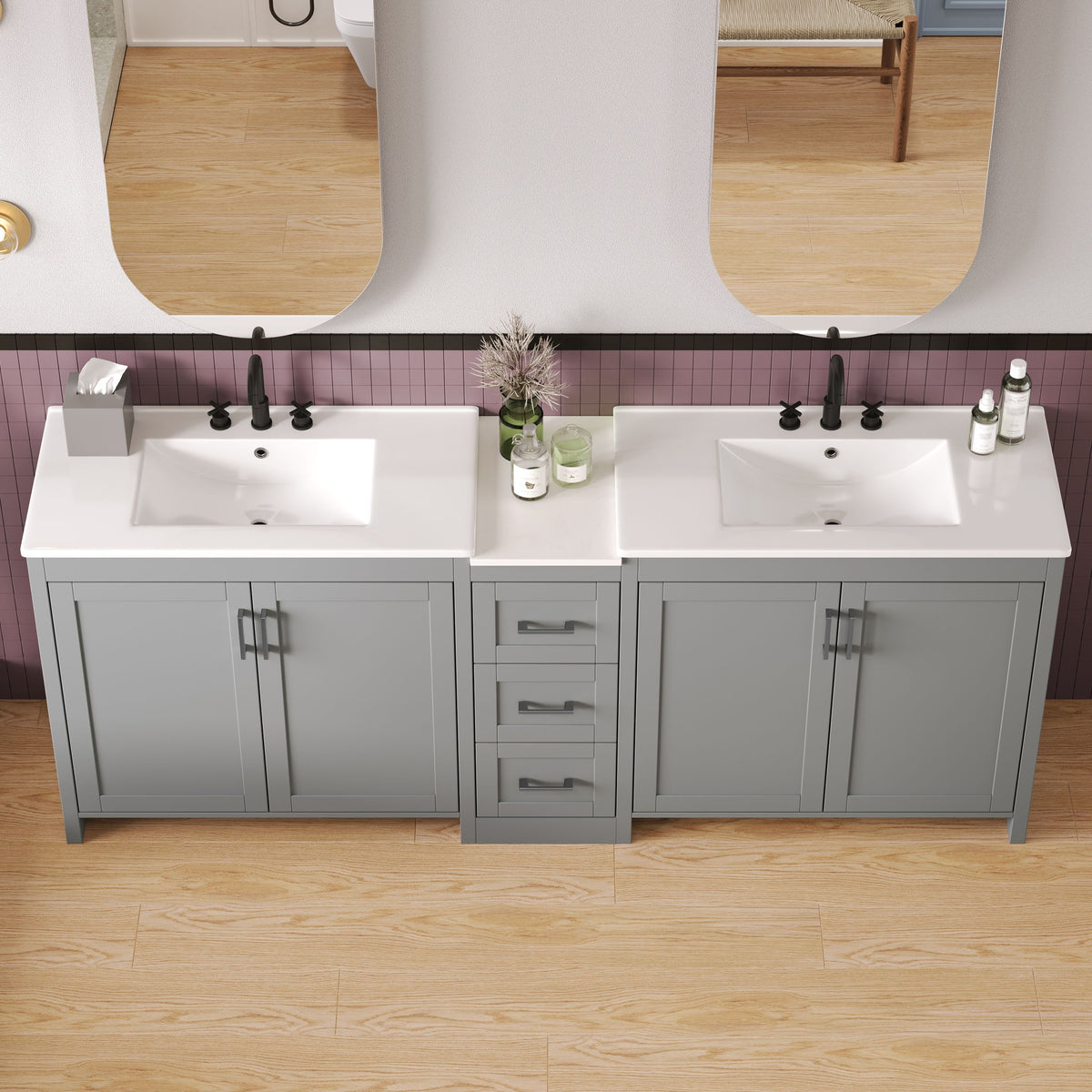 Double Sink Bathroom Vanity With Quartz Countertop