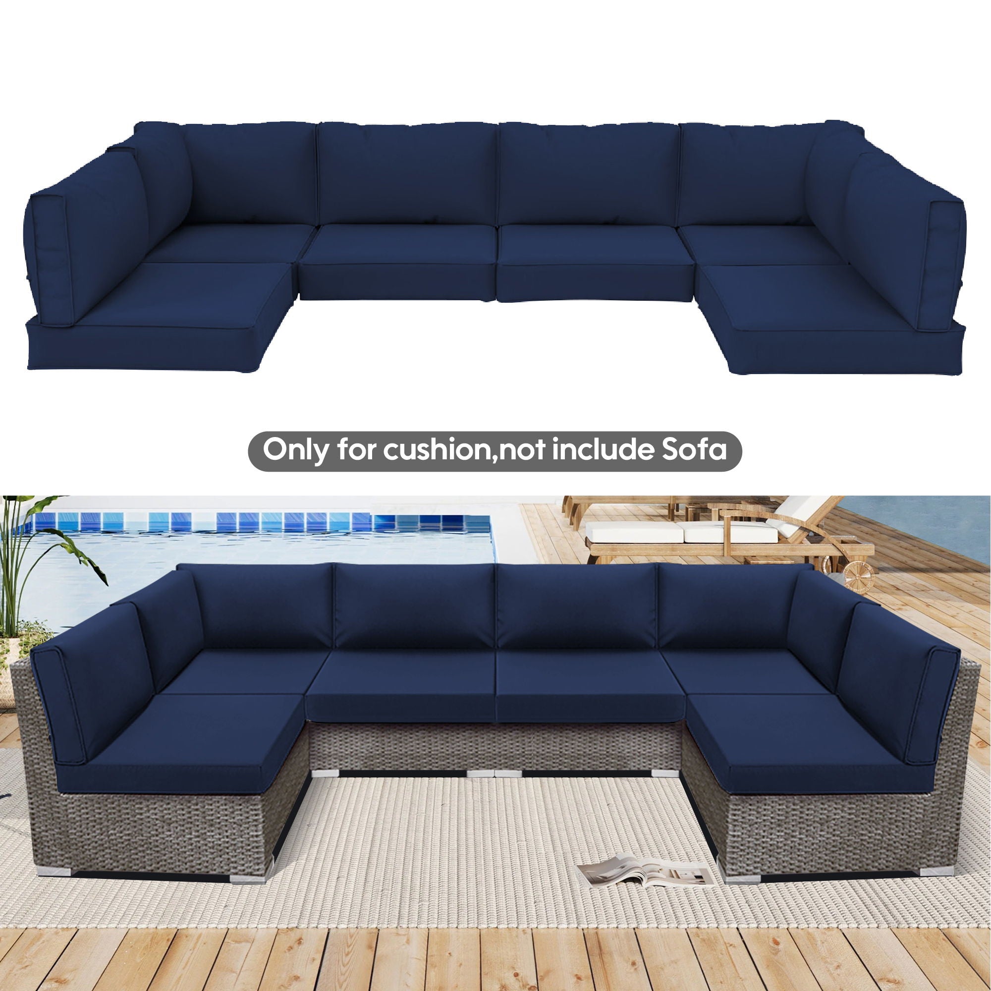 Outdoor Deep Seat Cushions For Patio Furniture Replacement, Cushion Set For Sectionals